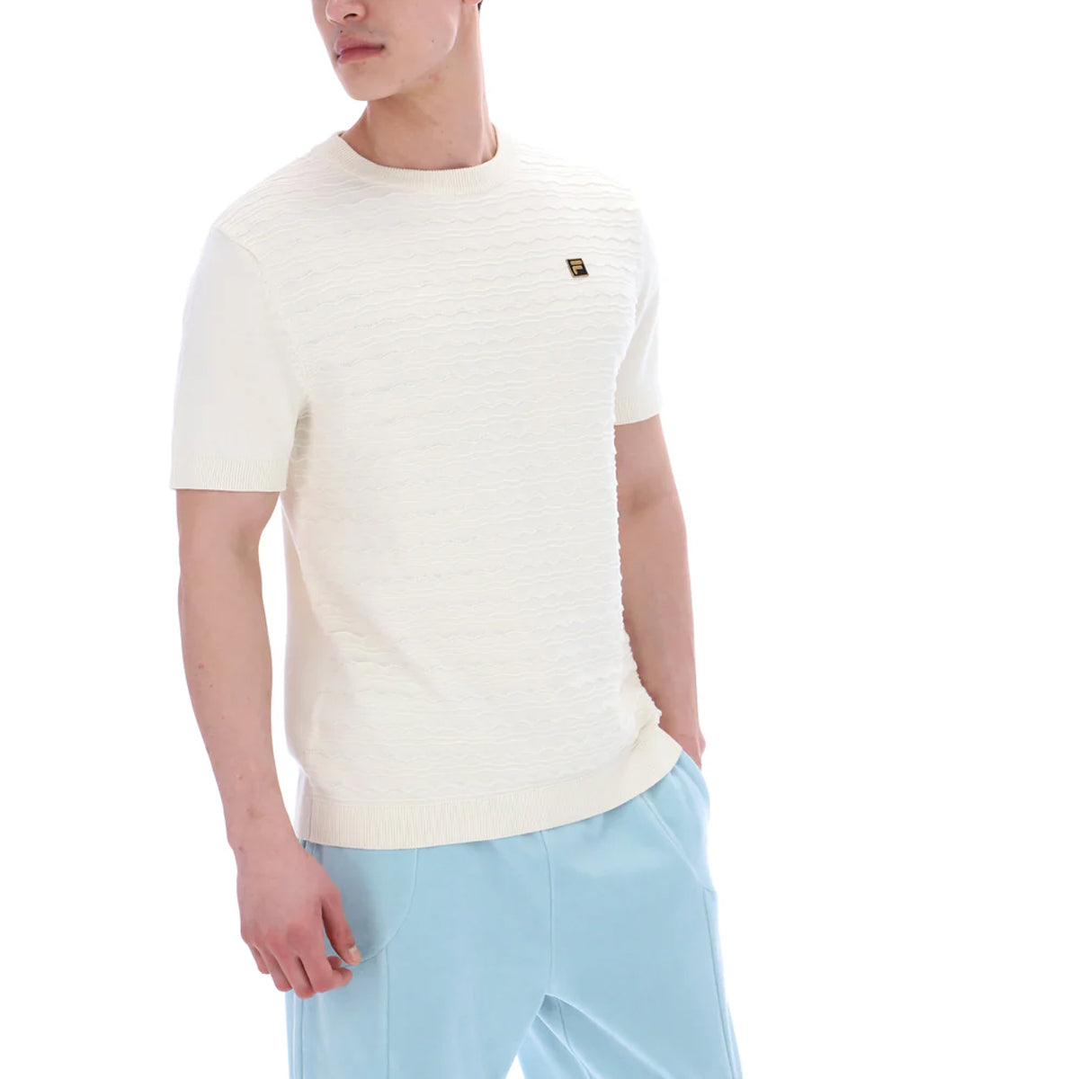 FILA DON TEXTURED KNITTED T-SHIRT COCONUT MILK