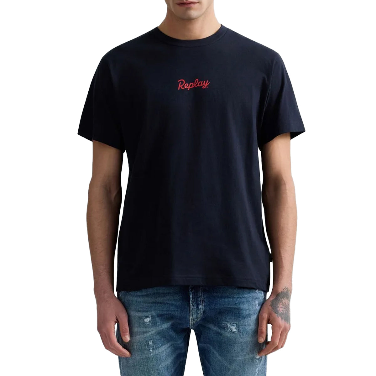 REPLAY FRONT & BACK LOGO NAVY T-SHIRT M3349