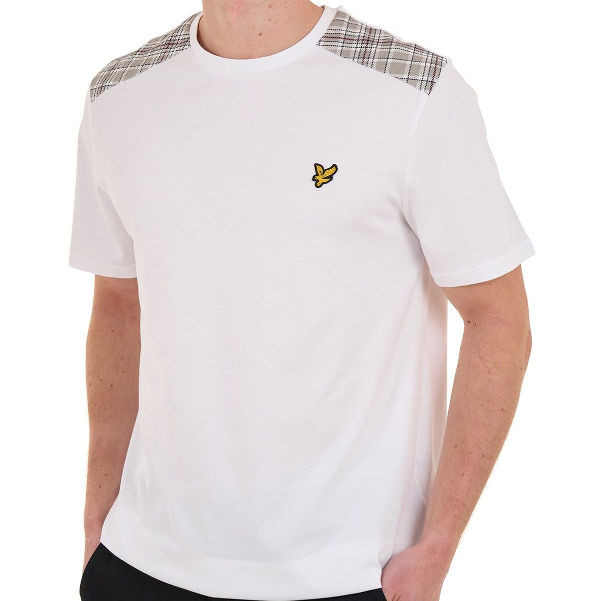 LYLE & SCOTT CHECK PANELLED T-SHIRT TS2460V WHITE