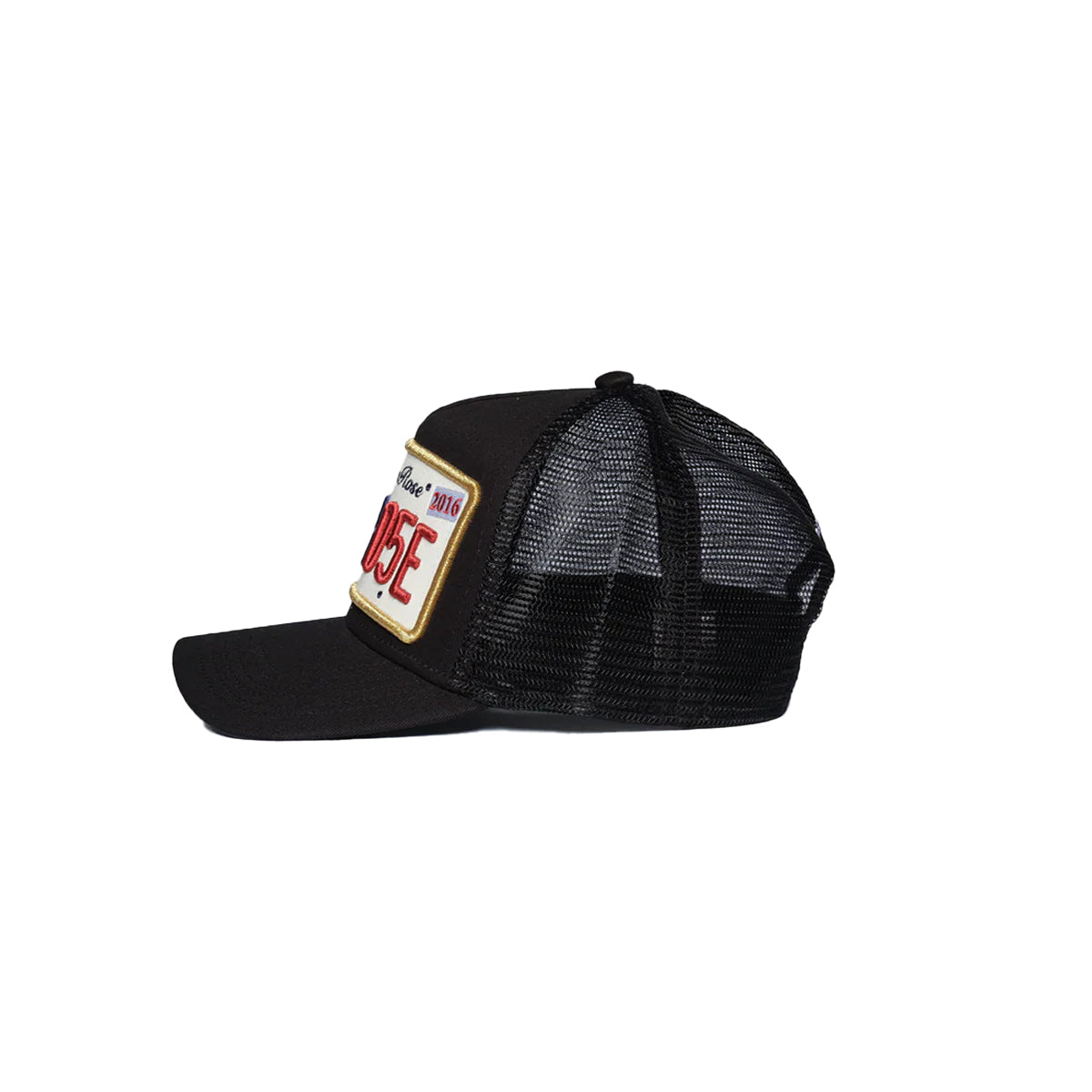 CHRISTIAN ROSE PRIVATE PLATE TRUCKER CAP BLACK/GOLD