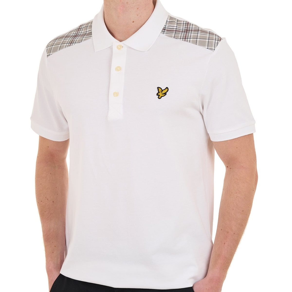 LYLE & SCOTT CHECK PANELLED T-SHIRT TS2460V WHITE