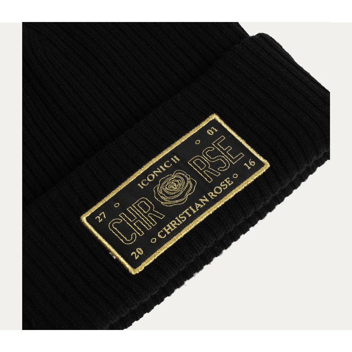 CHRISTIAN ROSE ICONIC 11 BEANIE - BLACK/GOLD