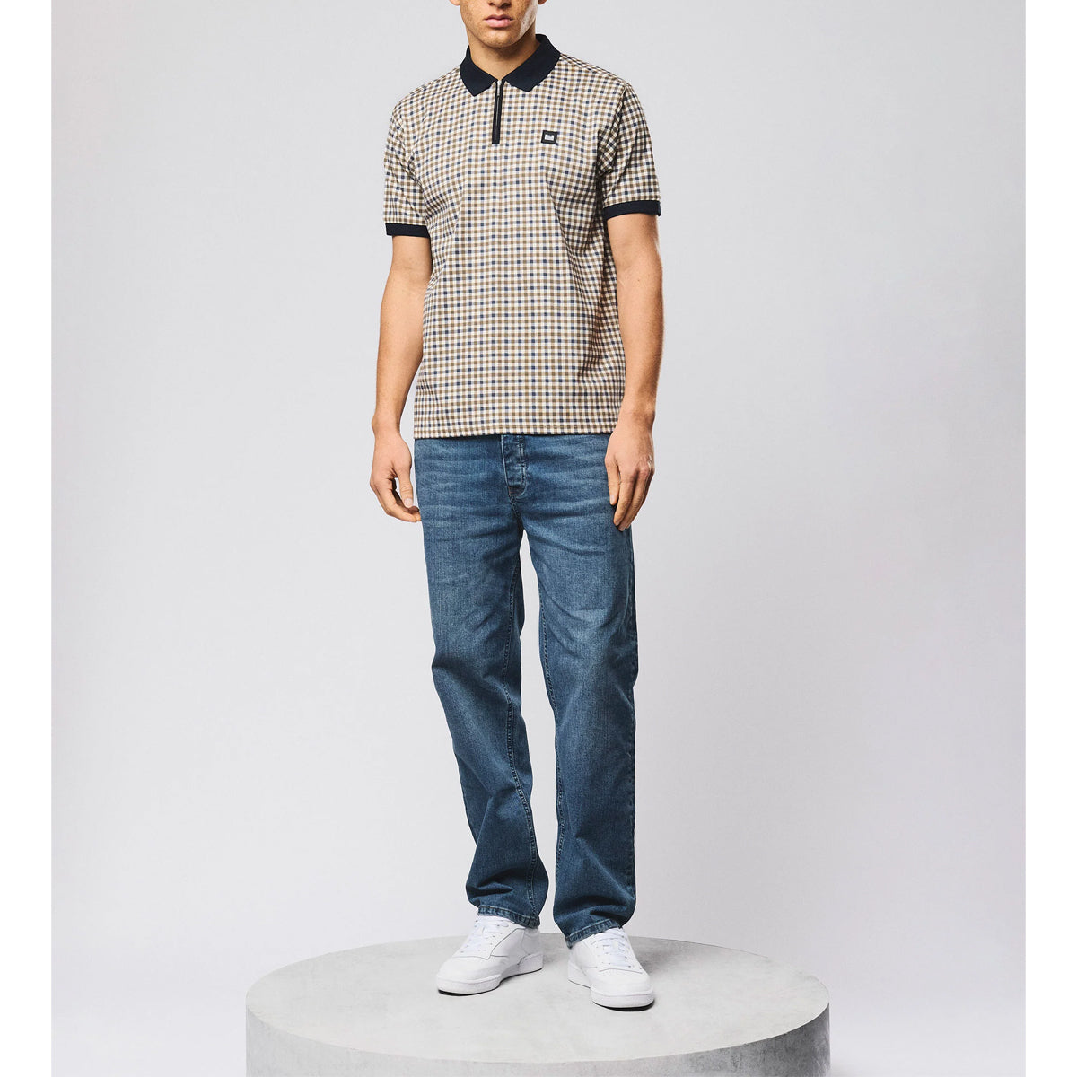 WEEKEND OFFENDER MERANE MID HOUSE CHECK ZIP POLO