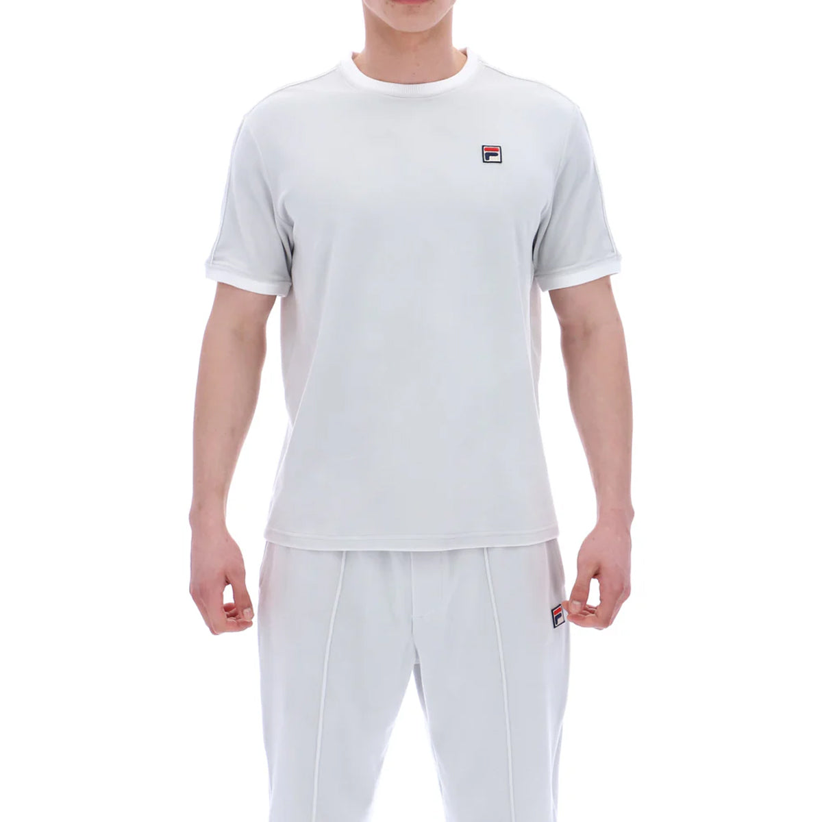 FILA BASILIO VELOUR T-SHIRT WITH PIPING DAWN BLUE/WHITE