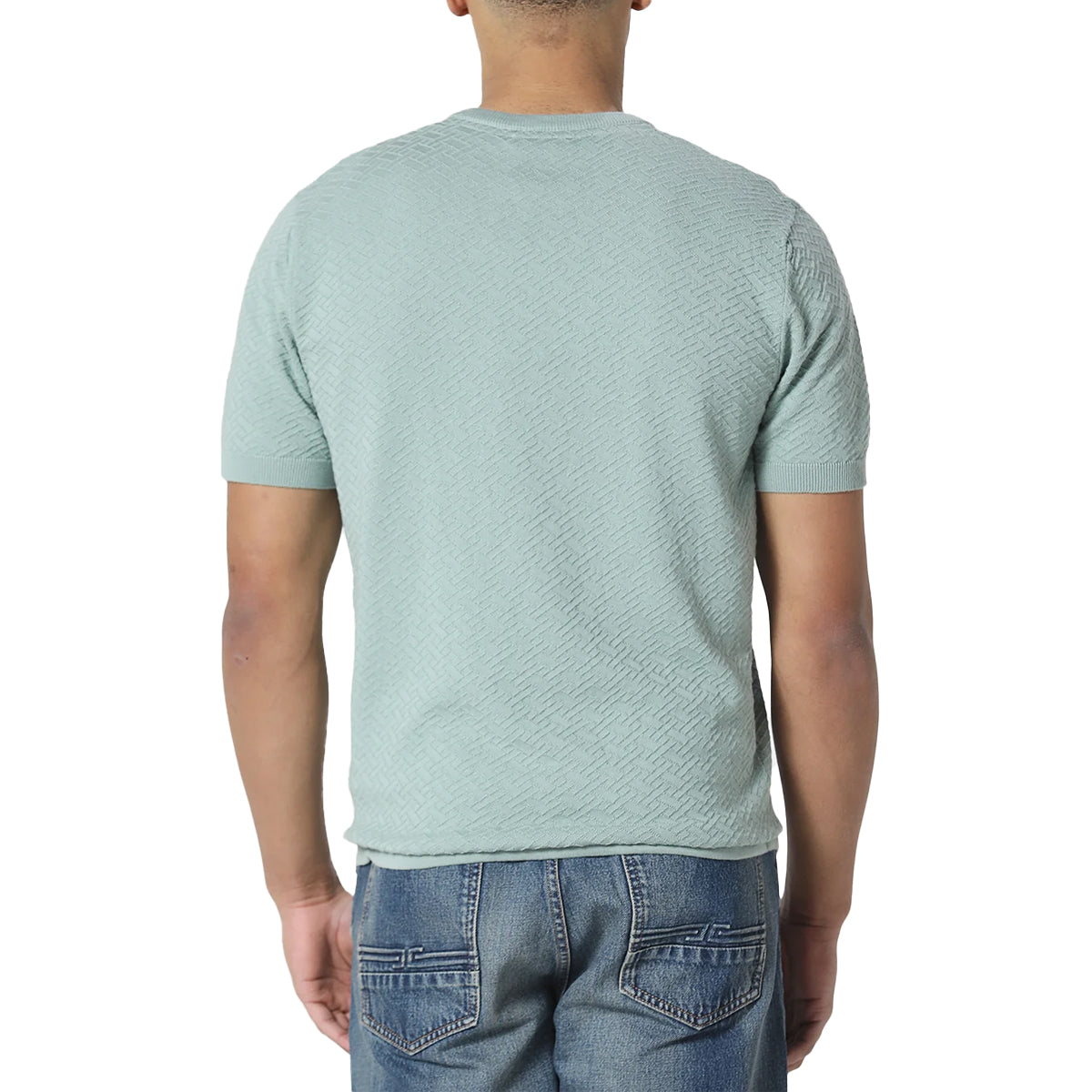 883 POLICE BURNA KNITTED T-SHIRT PALE AQUA
