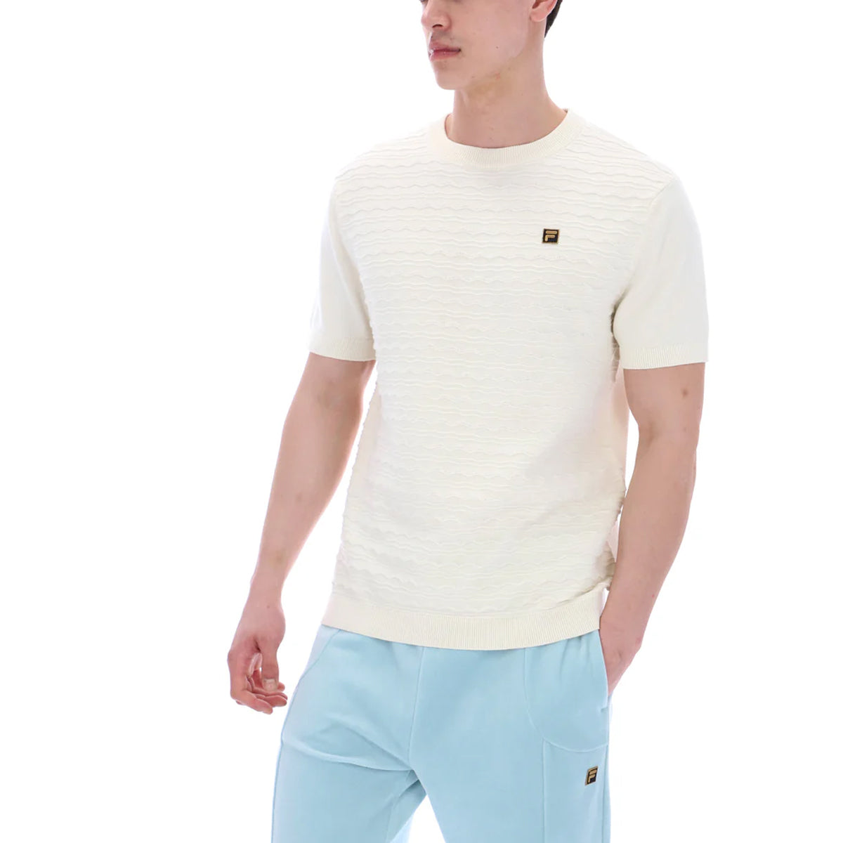 FILA DON TEXTURED KNITTED T-SHIRT COCONUT MILK