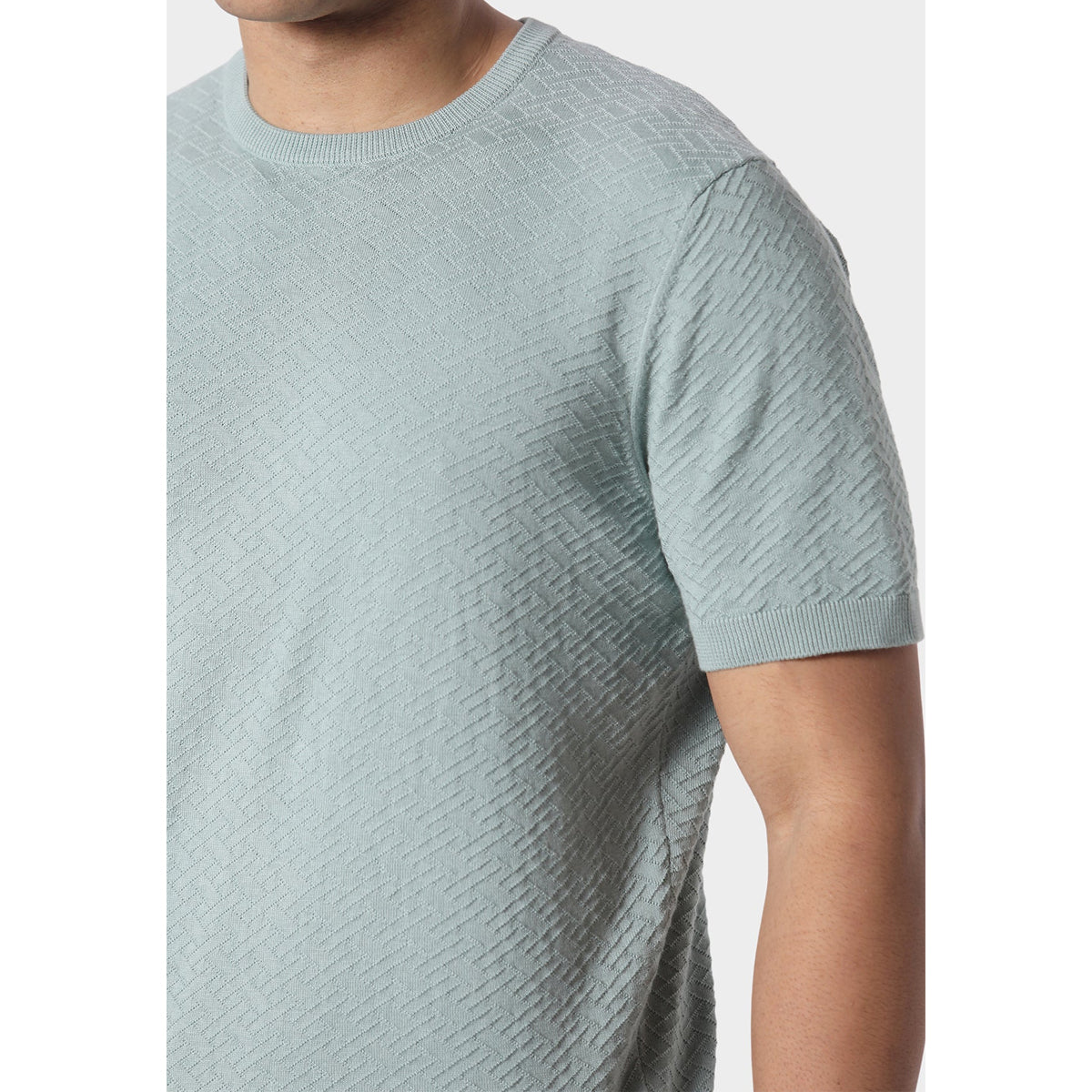 883 POLICE BURNA KNITTED T-SHIRT PALE AQUA