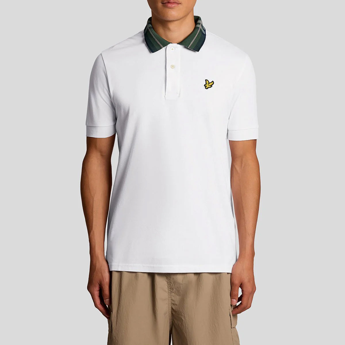 LYLE & SCOTT TARTAN COLLAR POLO SHIRT SP2403V WHITE