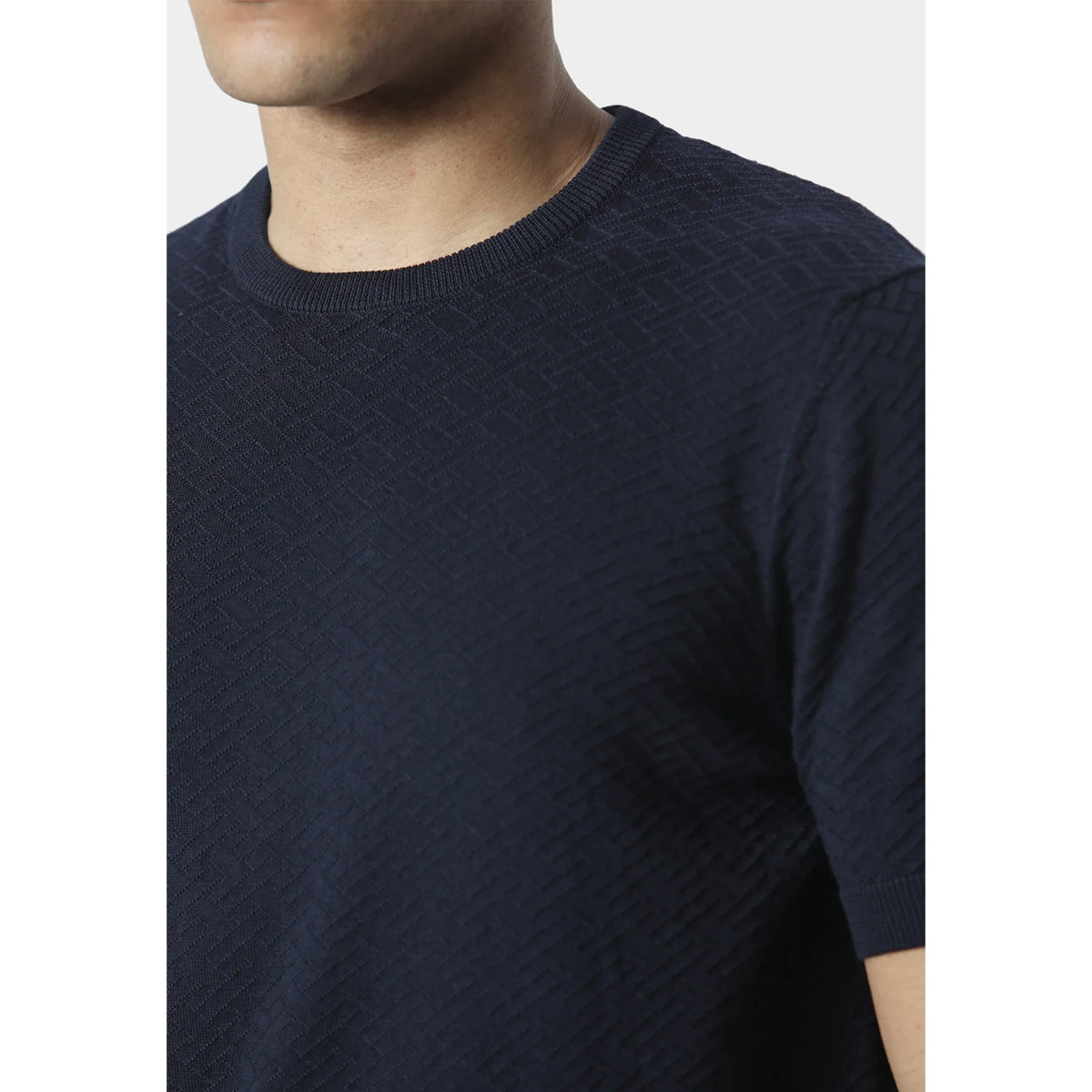 883 POLICE BURNA KNITTED T-SHIRT PALE TRUE NAVY