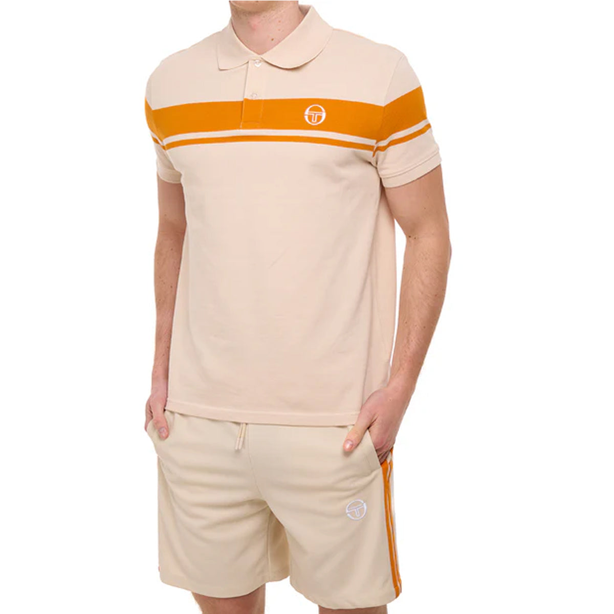 SERGIO TACCHINI YOUNGLINE POLO T-SHIRT SANDSHELL/ORANGE PEPPER