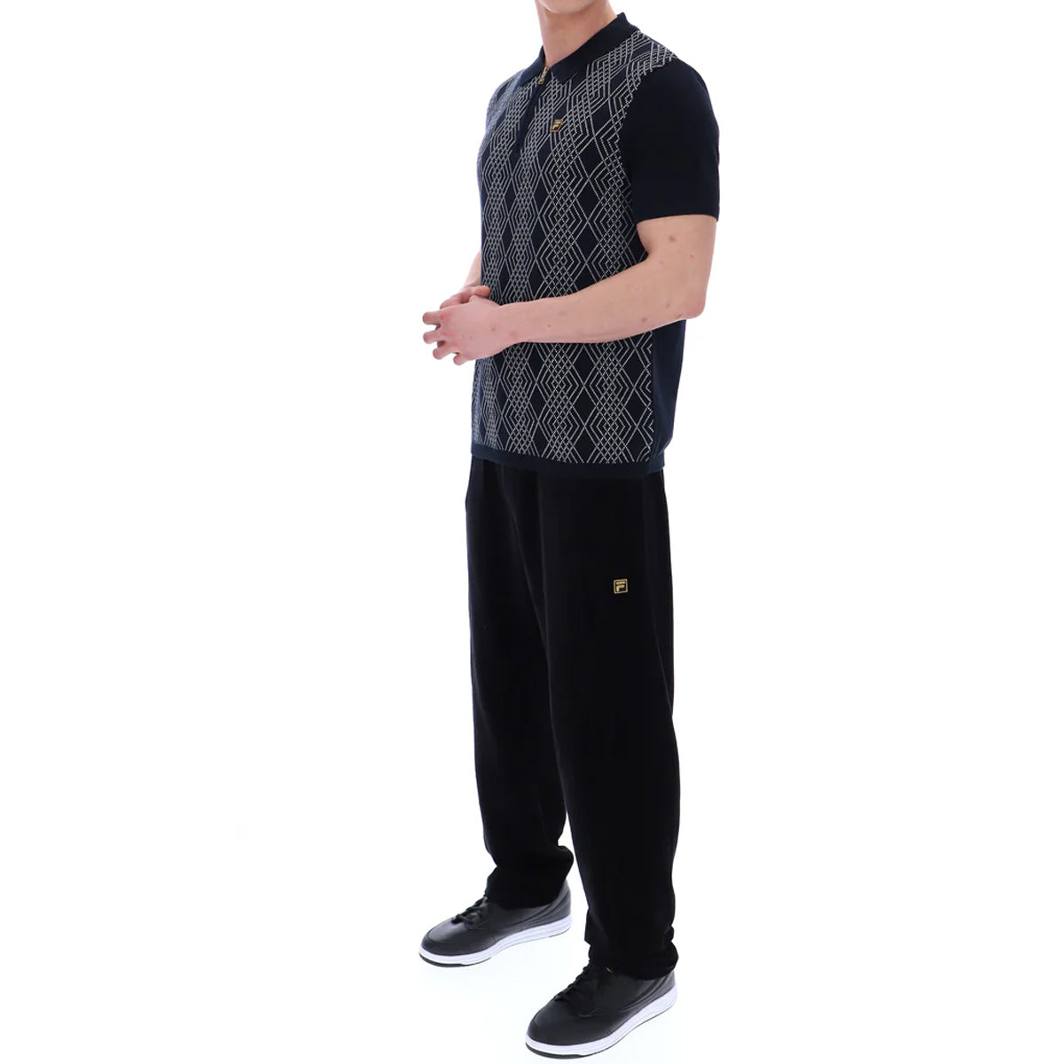 FILA CASTELLO JAQUARD KNITTED ZIP POLO BLACK
