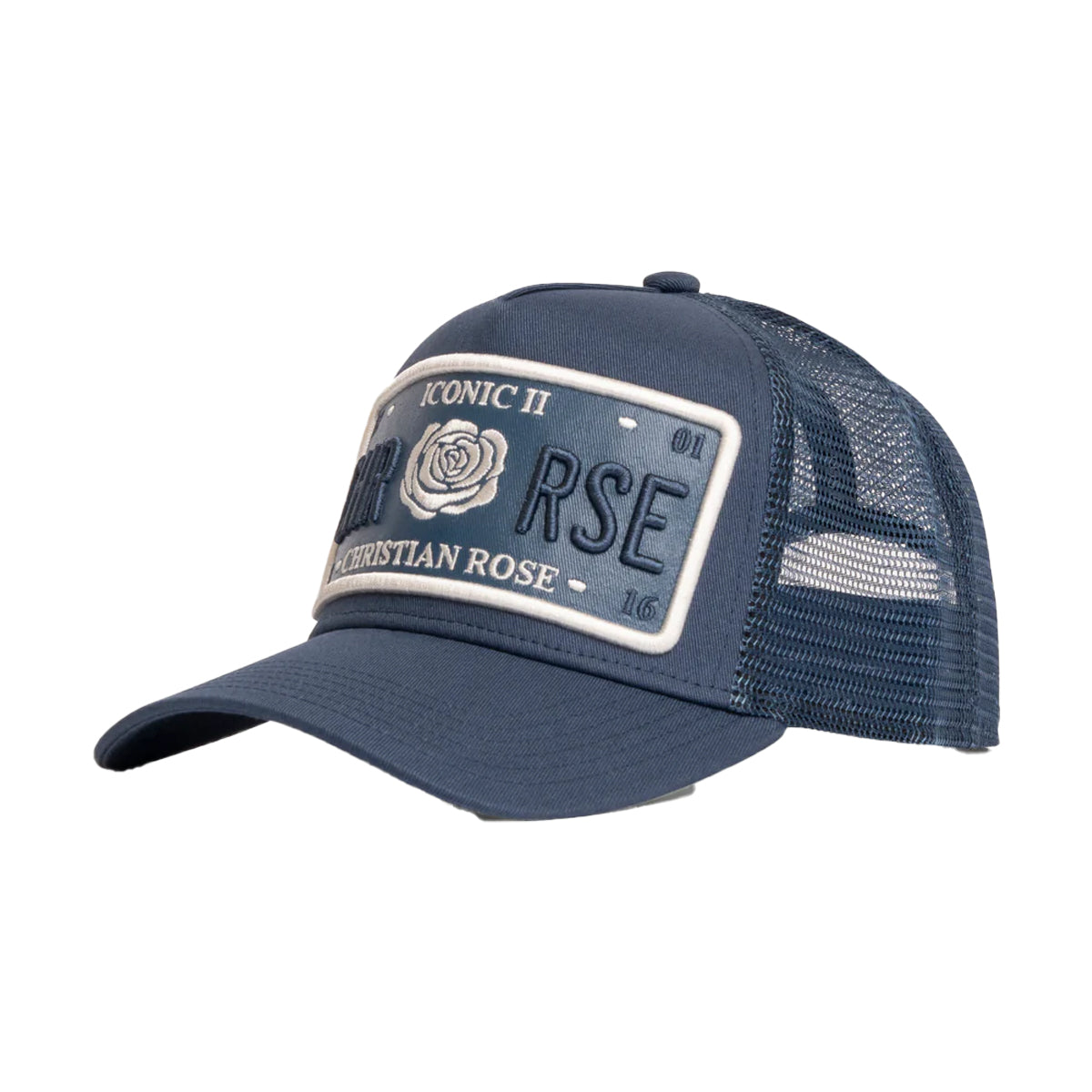 CHRISTIAN ROSE VINYL PLATE CAP NAVY/WHITE