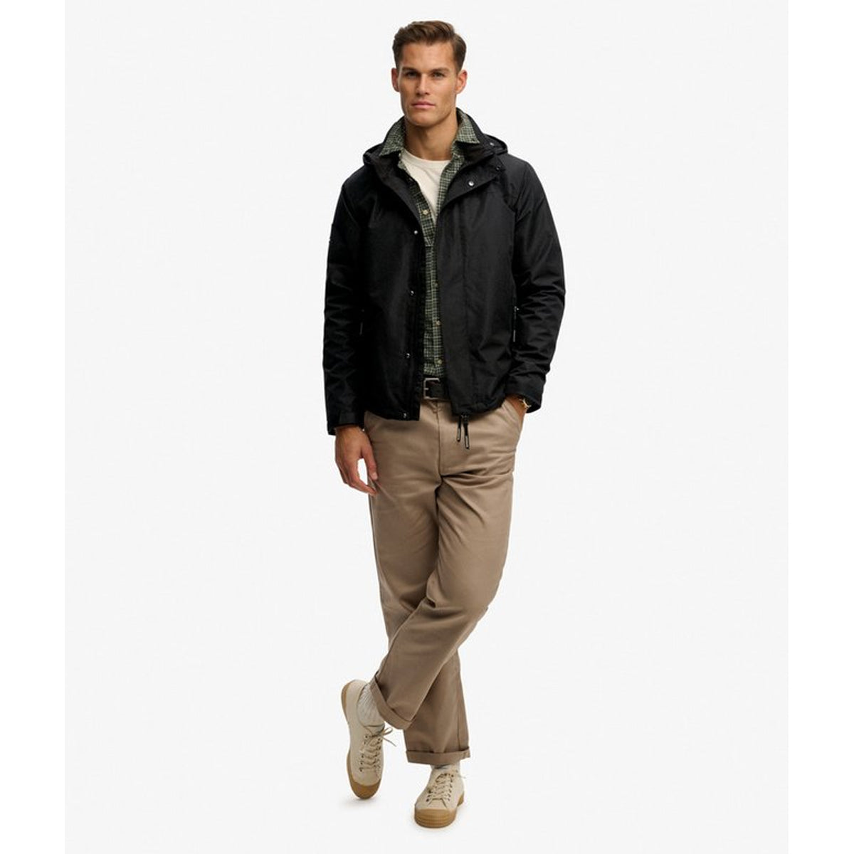 SUPERDRY HOODED SHELL BLACK JACKET