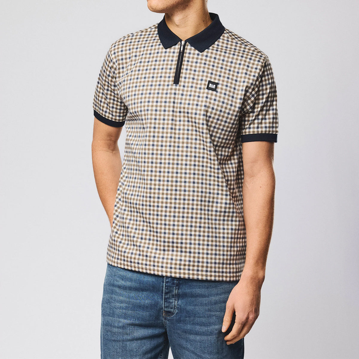 WEEKEND OFFENDER MERANE MID HOUSE CHECK ZIP POLO