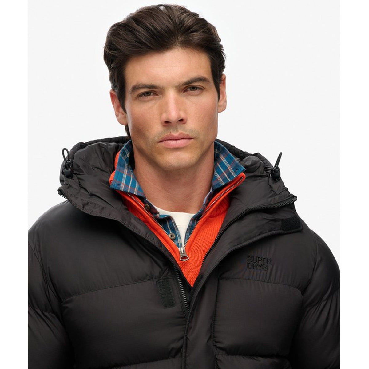 HOODED TECH PADDED JACKET BLACK 02A