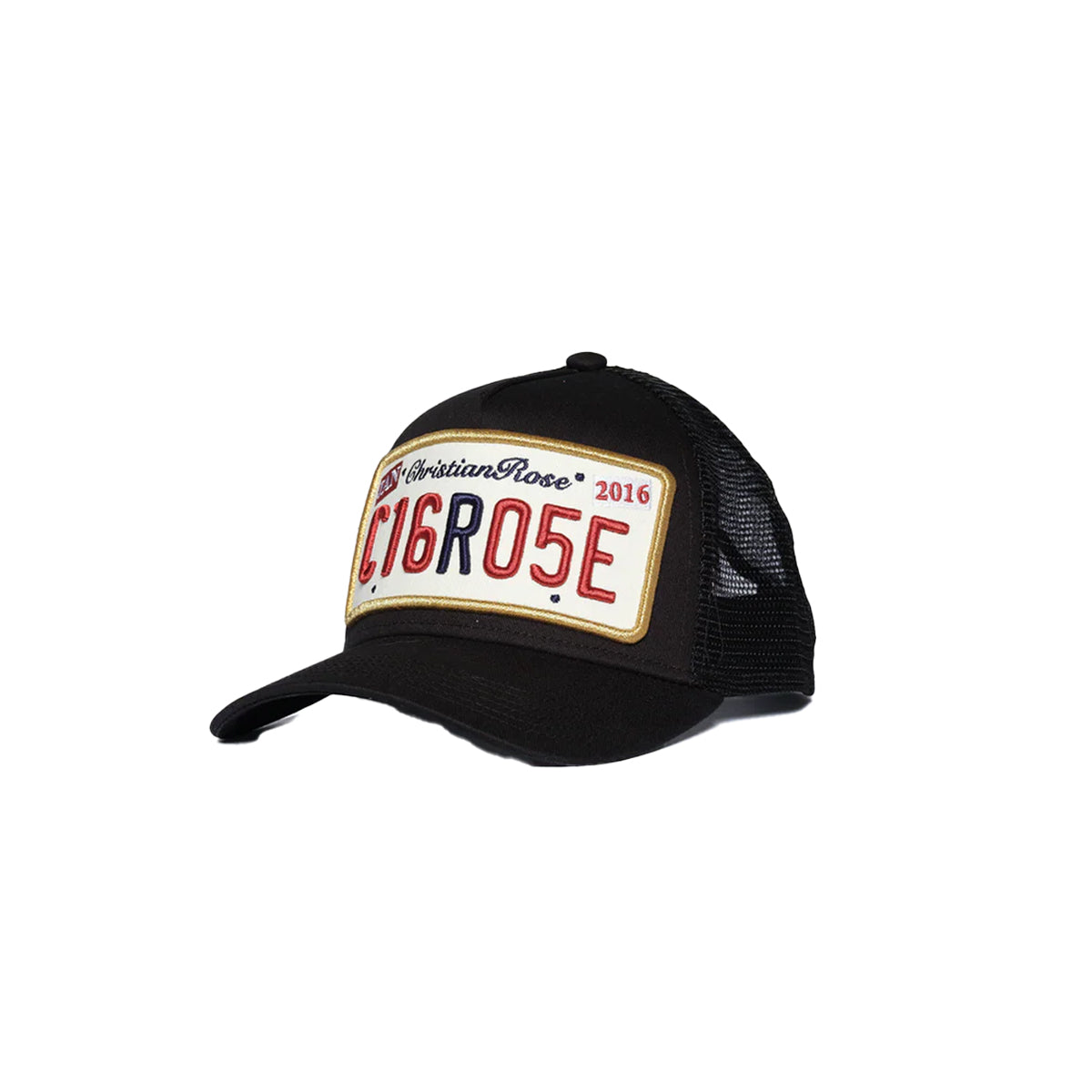 CHRISTIAN ROSE PRIVATE PLATE TRUCKER CAP BLACK/GOLD