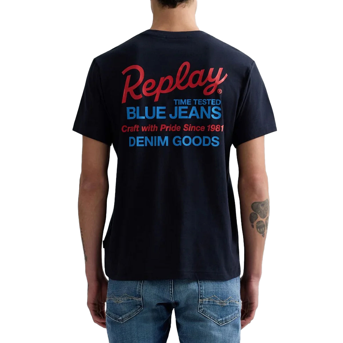 REPLAY FRONT & BACK LOGO NAVY T-SHIRT M3349