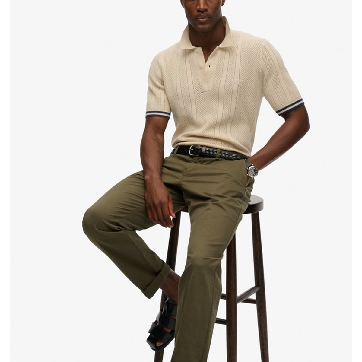 SUPERDRY KNITTED TEXTURE S/S POLO OATMEAL BEIGE 1LG M1110458A