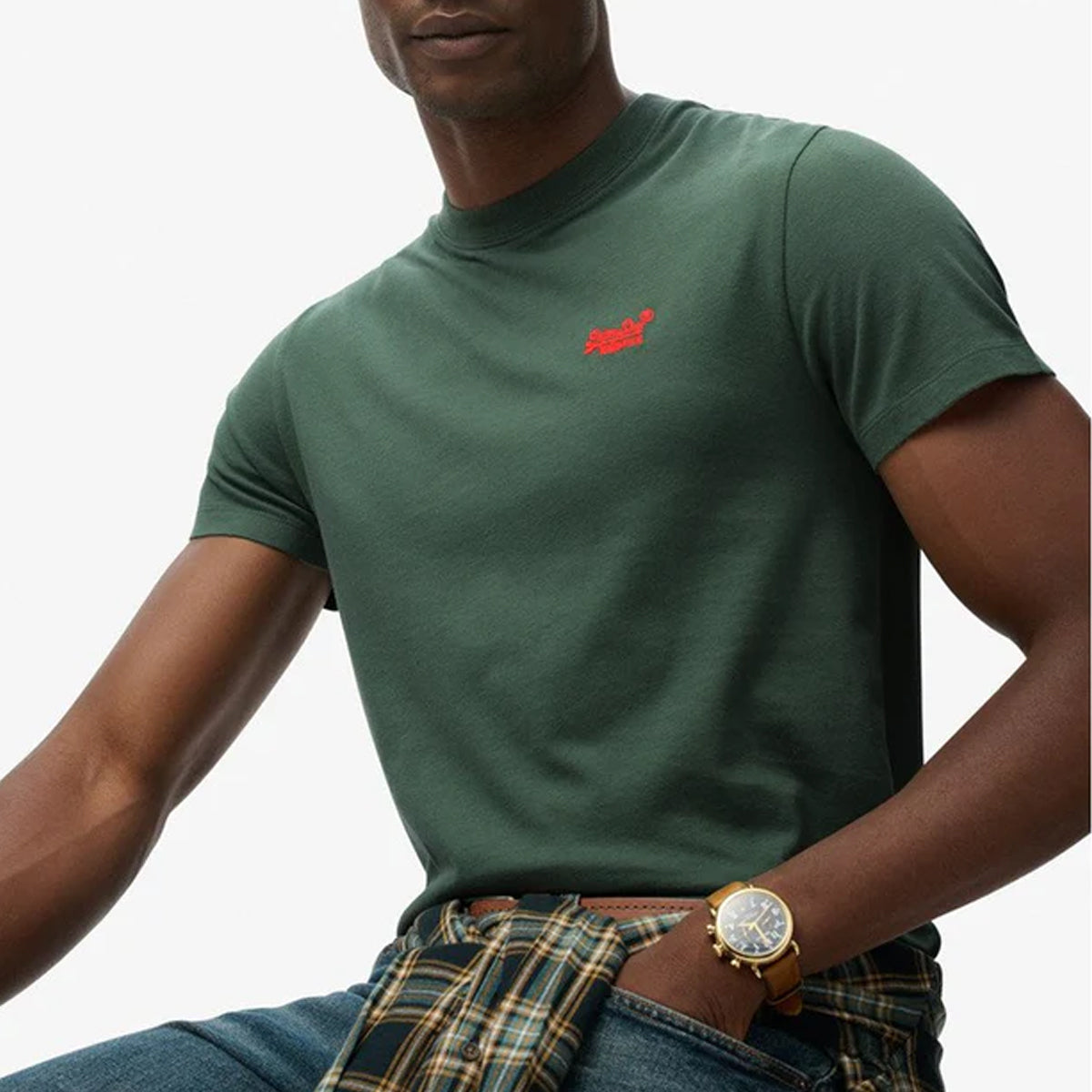 ESSENTIAL LOGO EMB T-SHIRT LAUREL KHAKI J7D