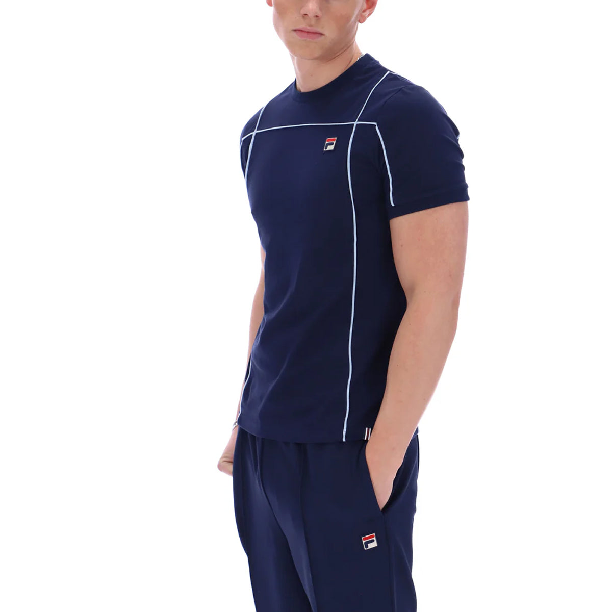 FILA TERRI T-SHIRT WITH CONTRAST PIPING NAVY/SKYWAY