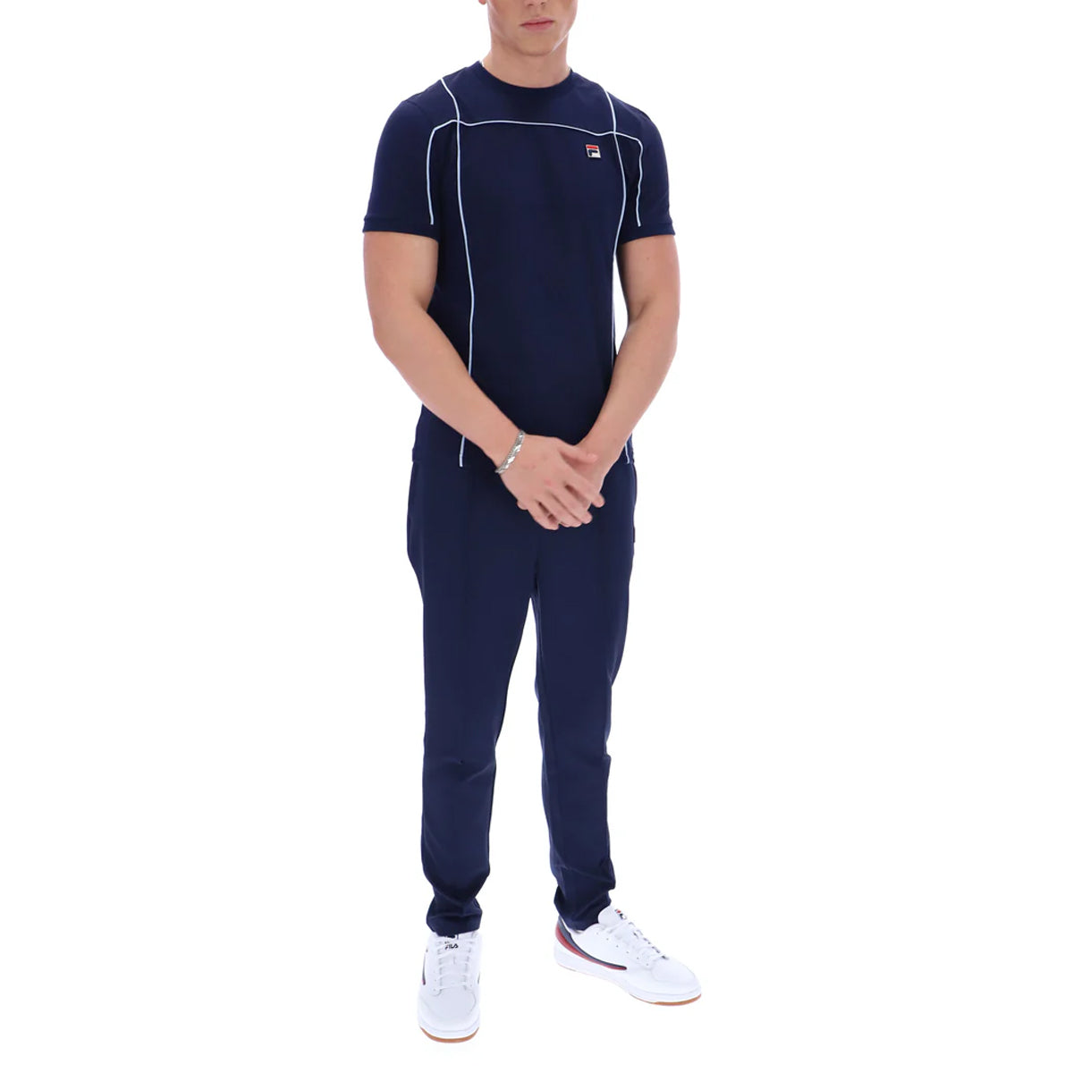 FILA TERRI T-SHIRT WITH CONTRAST PIPING NAVY/SKYWAY