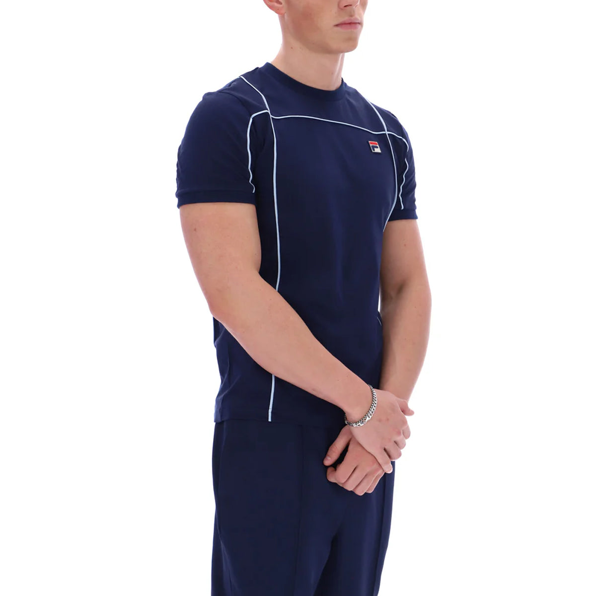 FILA TERRI T-SHIRT WITH CONTRAST PIPING NAVY/SKYWAY