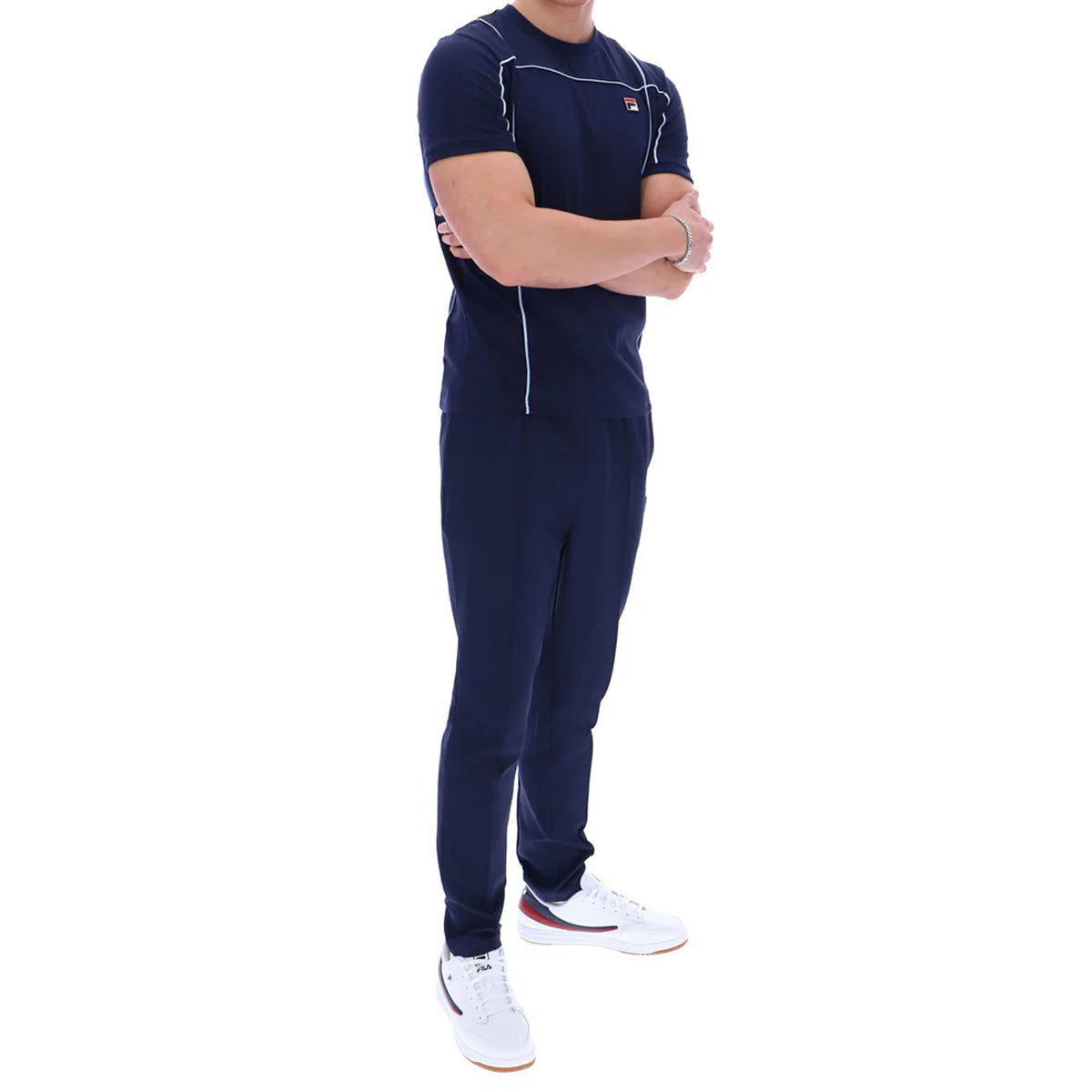 FILA TERRI T-SHIRT WITH CONTRAST PIPING NAVY/SKYWAY