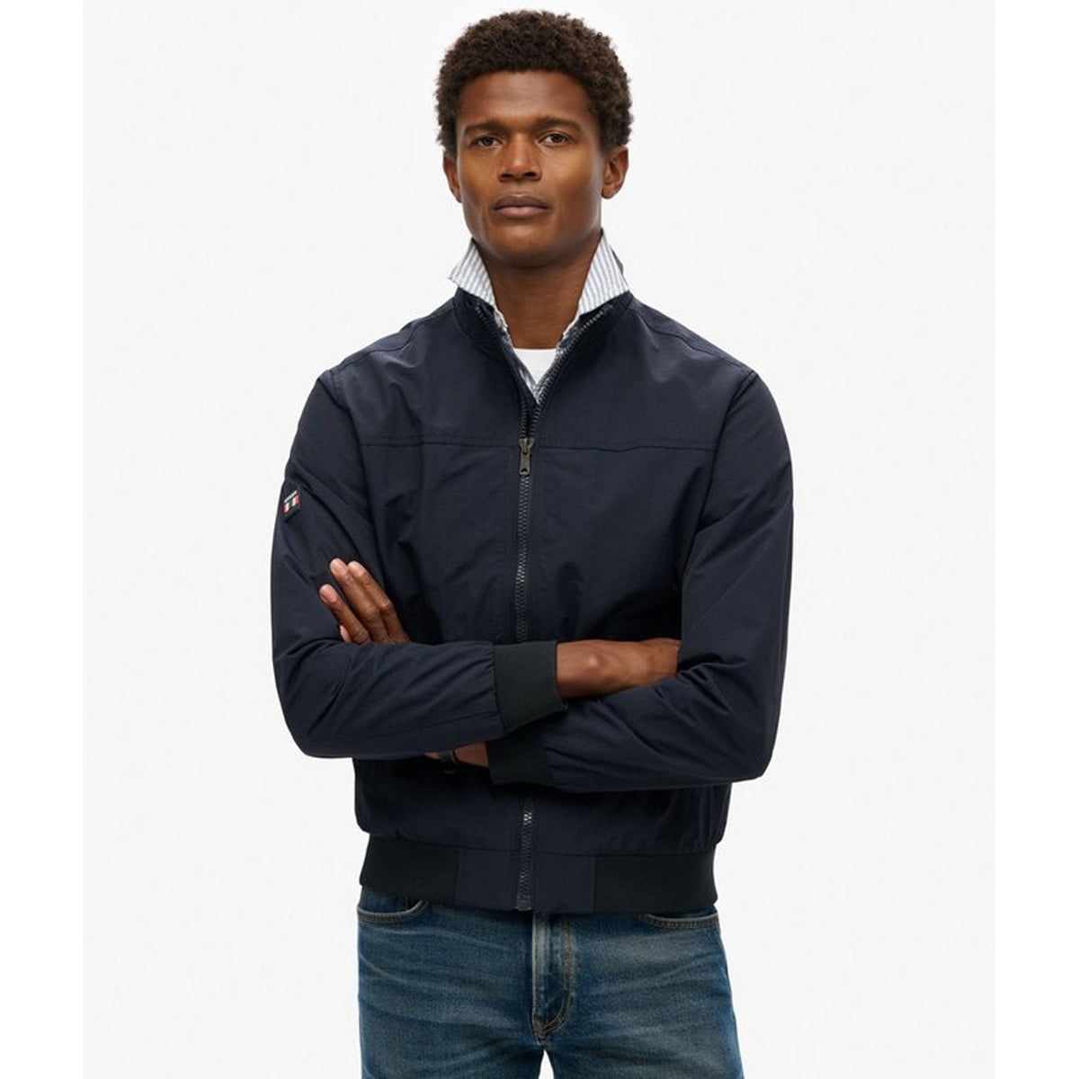SUPERDRY NYLON HERRINGTON ECLIPSE NAVY JACKET