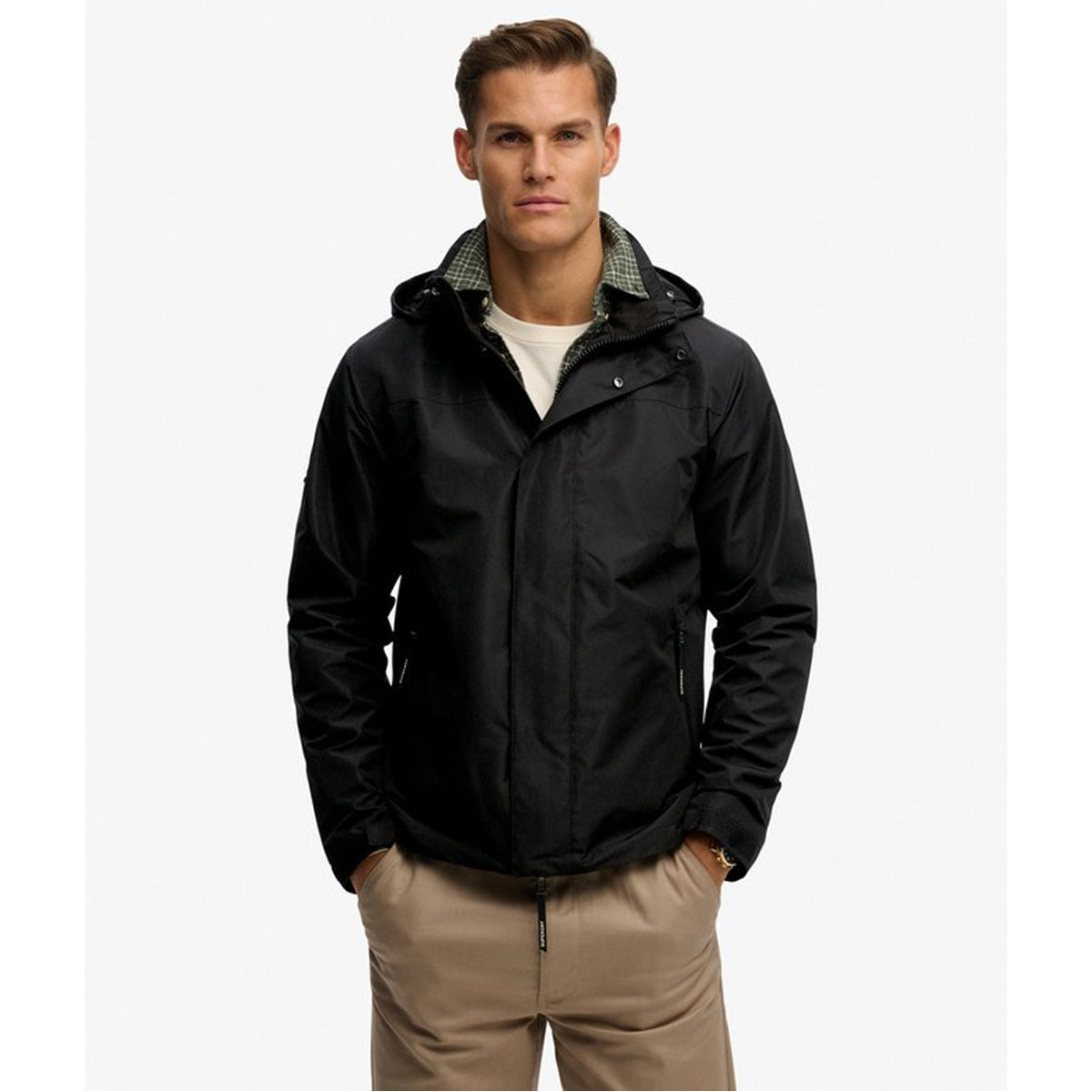 SUPERDRY HOODED SHELL BLACK JACKET