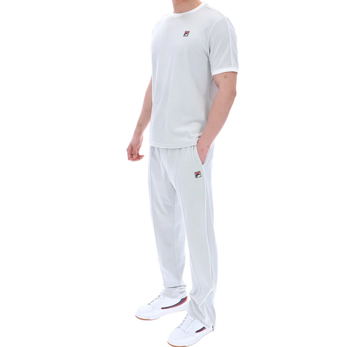 FILA BASILIO VELOUR T-SHIRT WITH PIPING DAWN BLUE/WHITE
