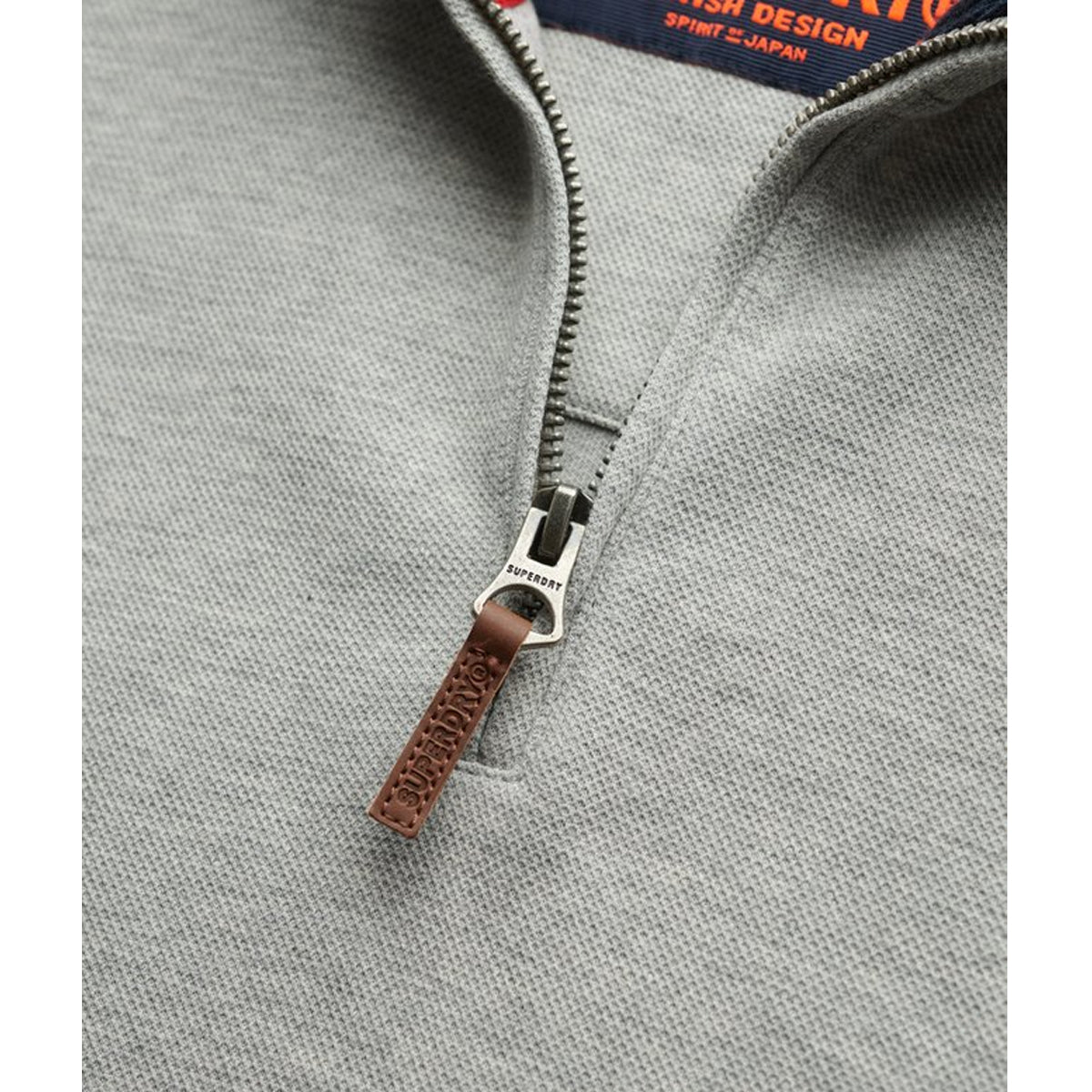 SUPERDRY ESSENTIAL PIQUE HALF ZIP SWEATSHIRT VINTAGE GREY MARL