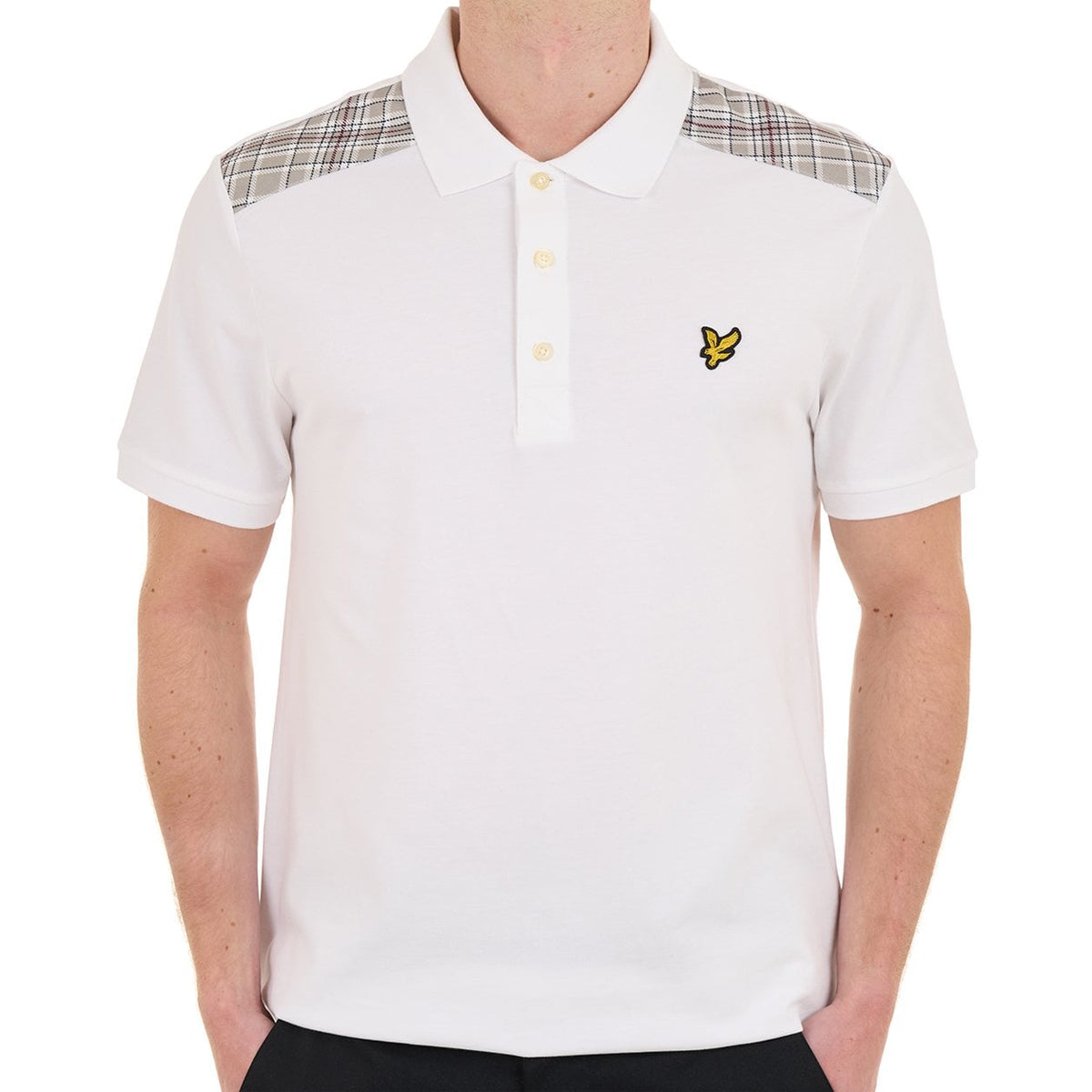 LYLE & SCOTT CHECK PANELLED T-SHIRT TS2460V WHITE