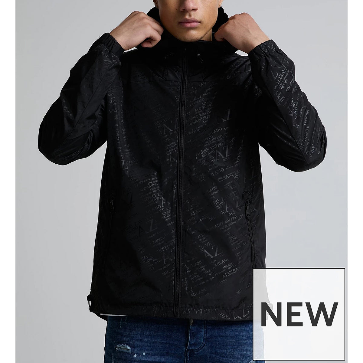 ALESSANDRO ZAVETTI ALZETTA WINDBREAKER ALL OVER PRINT BLACK