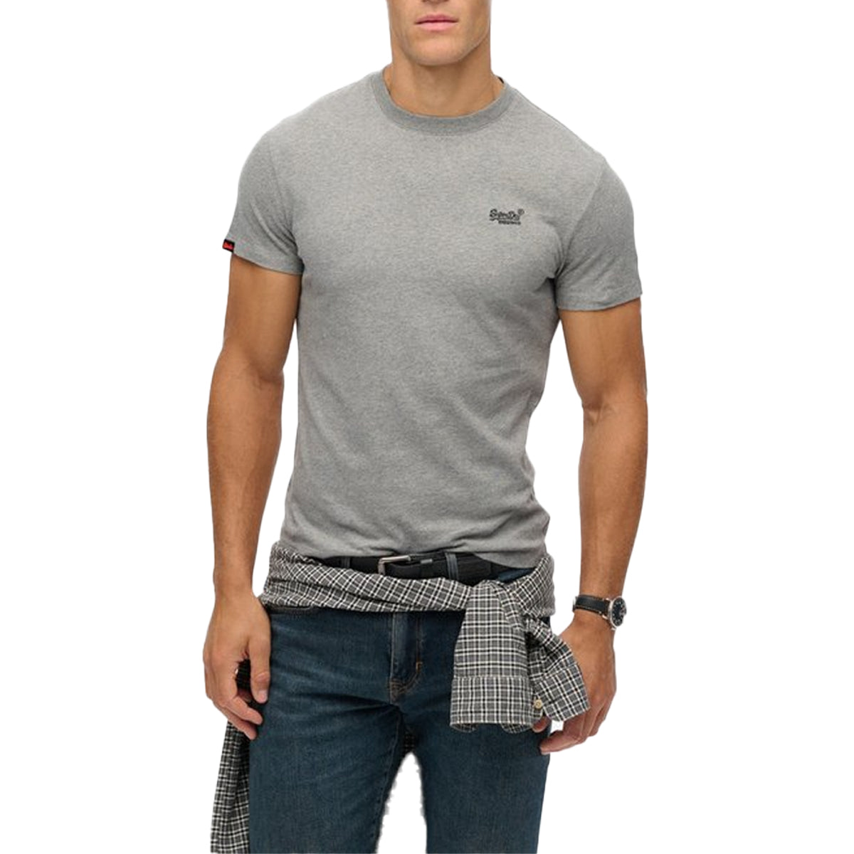 SUPERDRY ESSENTIAL LOGO EMB T-SHIRT GREY MARL I1B