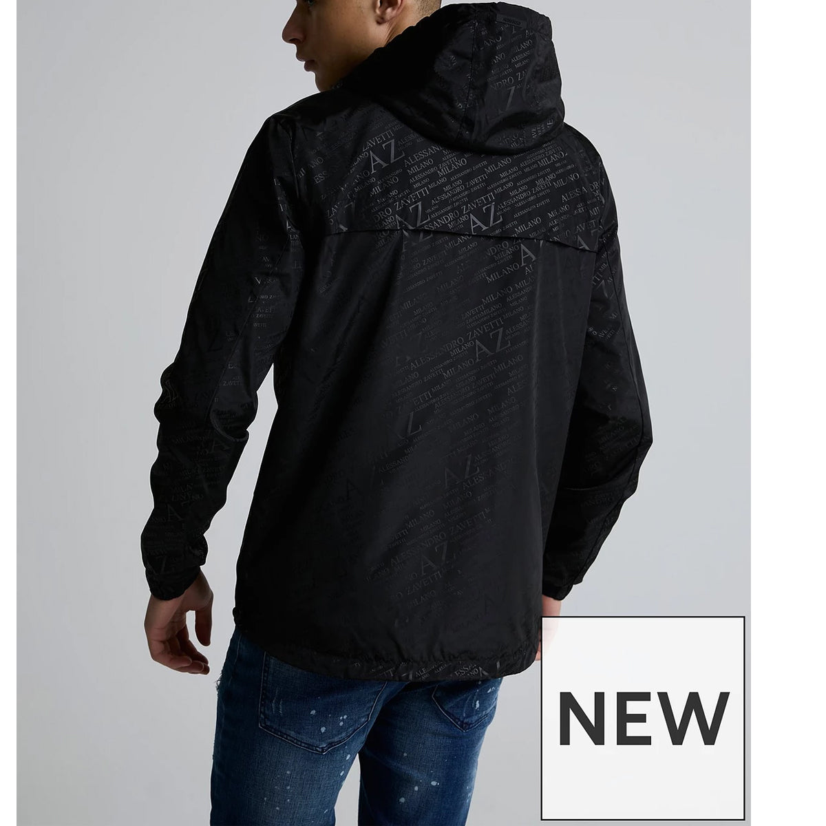 ALESSANDRO ZAVETTI ALZETTA WINDBREAKER ALL OVER PRINT BLACK