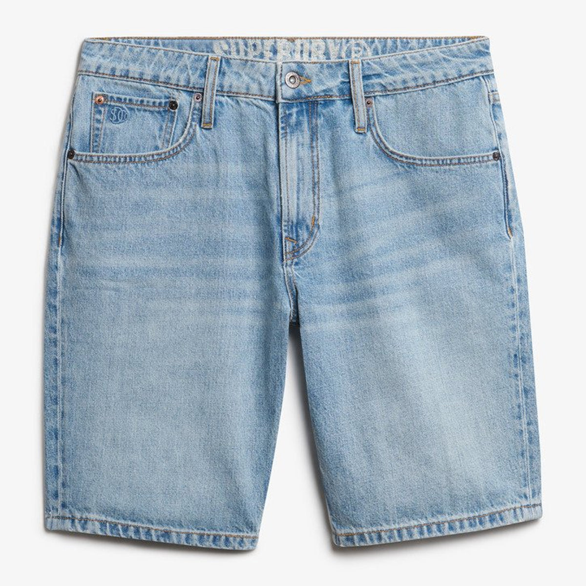 VINTAGE STRAIGHT DENIM SHORTS FAIRFIELD LIGHT BLUE F2G