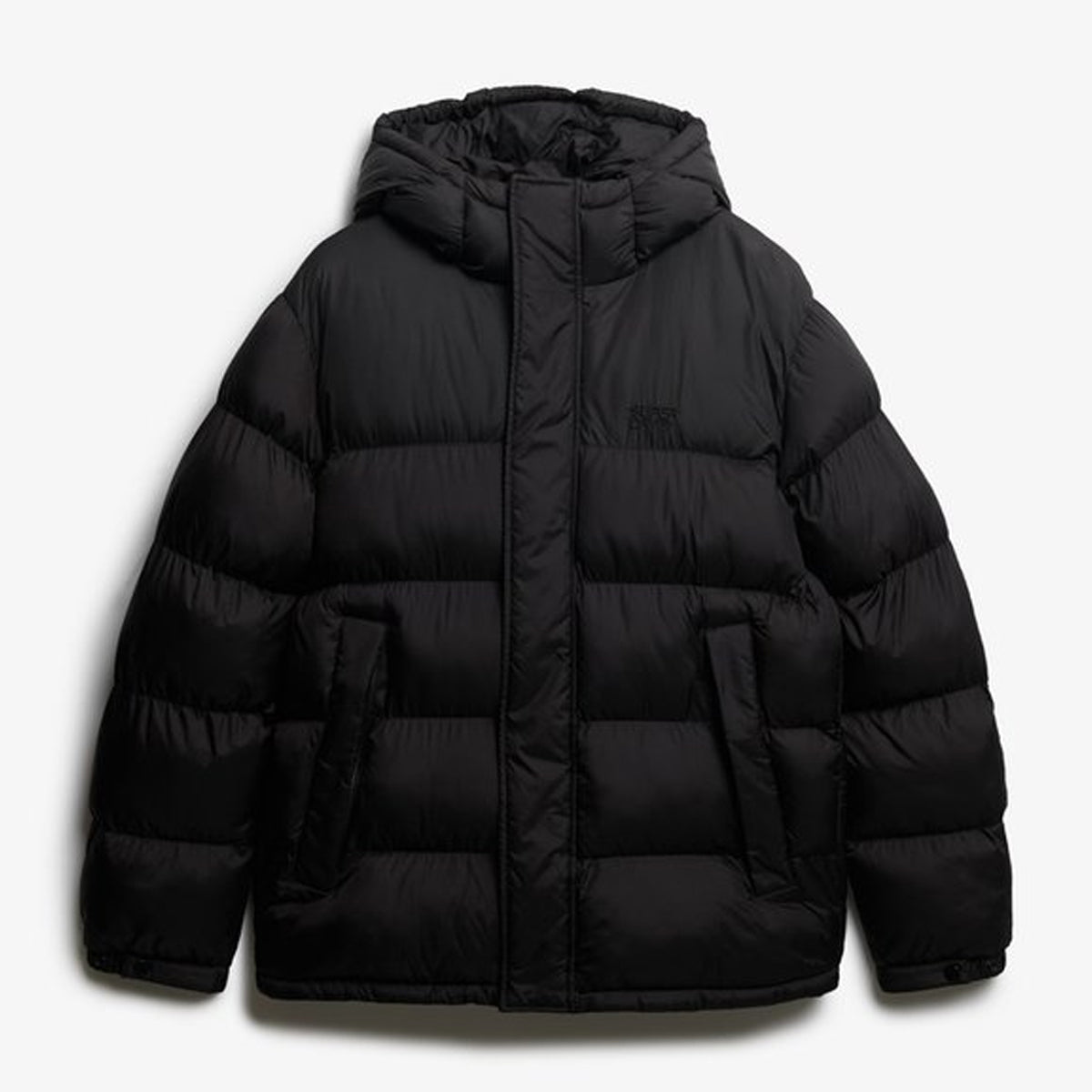 HOODED TECH PADDED JACKET BLACK 02A