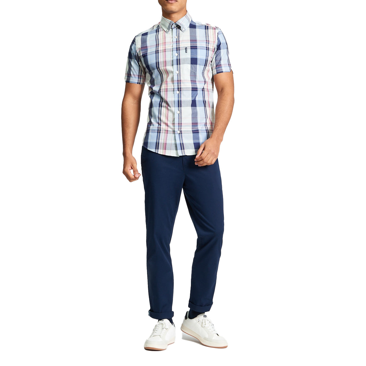 BEN SHERMAN OVERSIZED CHECK S/S SHIRT BLUE GREY 1013433