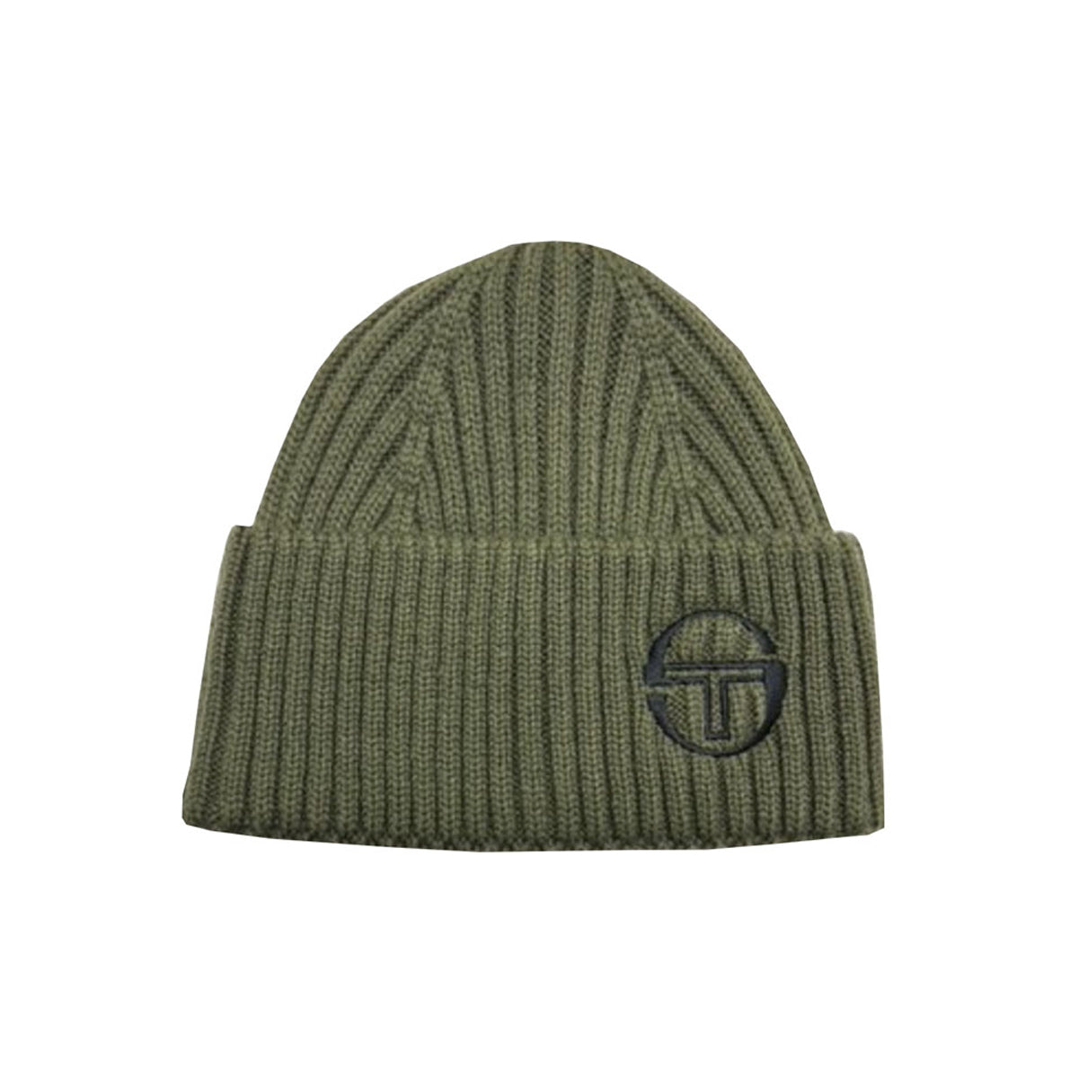 SERGIO TACCHNI SEPPI RIBBED TURN UP AVOCADO / BLACK BEANIE