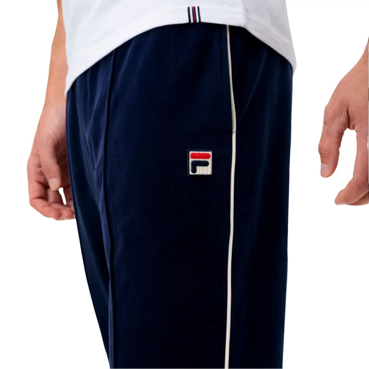 FILA FIO VELOUR STRAIGHT LEG BOTTOMS WITH SIDE ZIP NAVY/GARDENIA