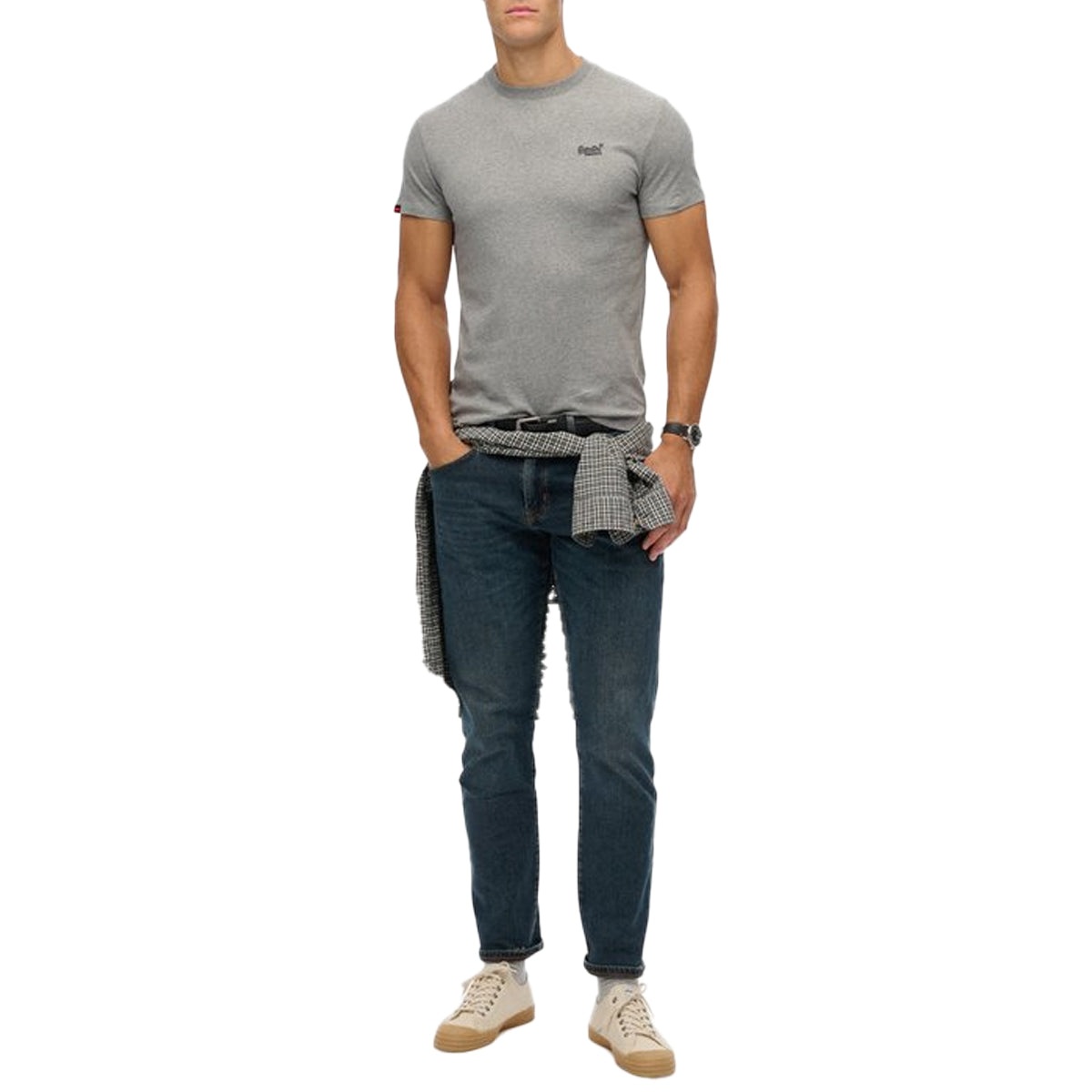 SUPERDRY ESSENTIAL LOGO EMB T-SHIRT GREY MARL I1B