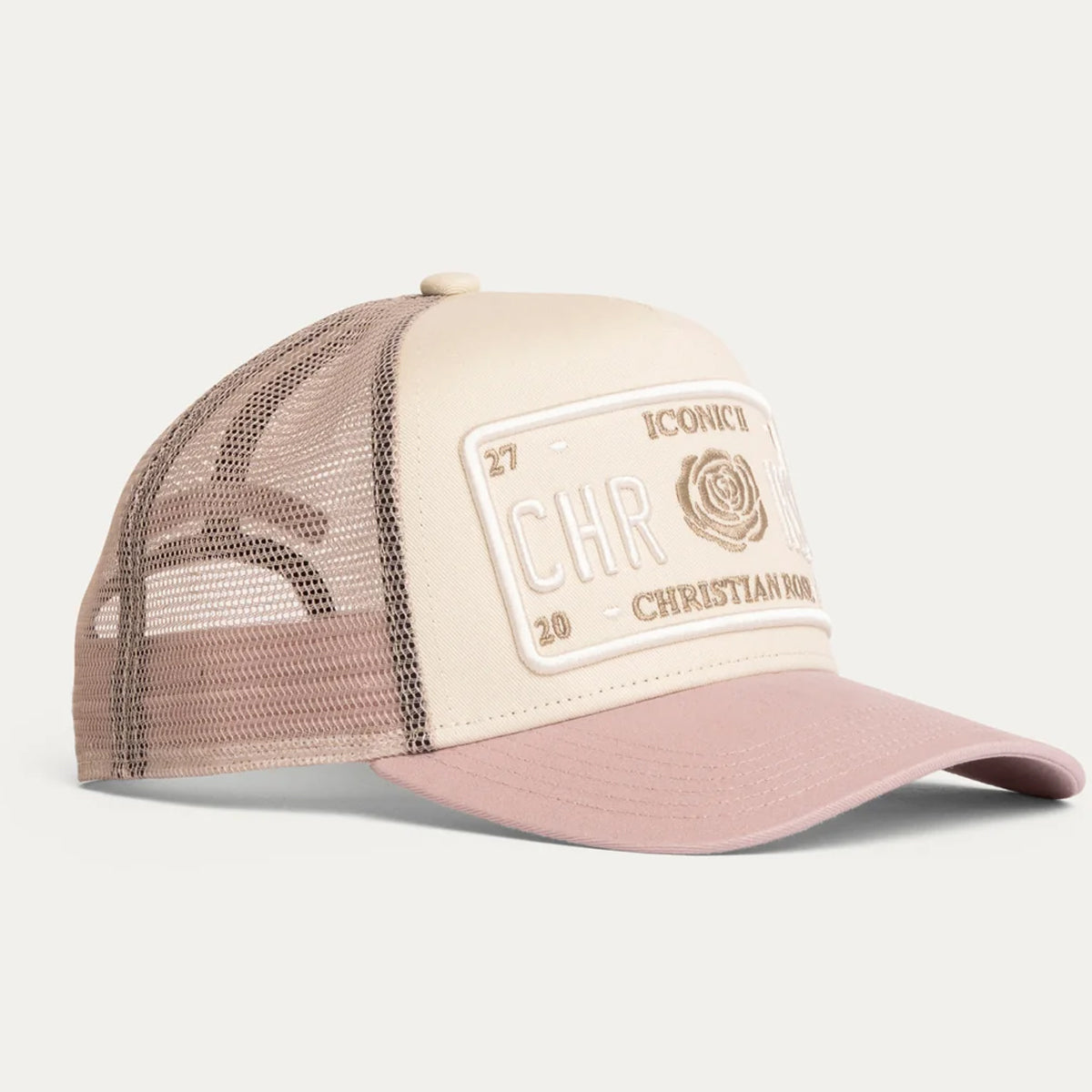 CHRISTIAN ROSE ICONIC II PLATE OFF WHITE/PINK