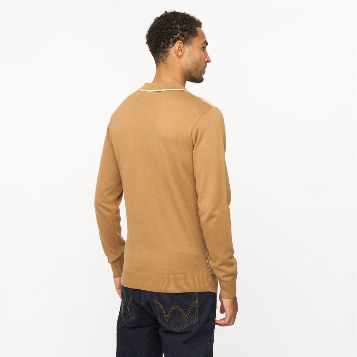 DANTE LONG SLEEVE KNITTED POLO NUTMEG
