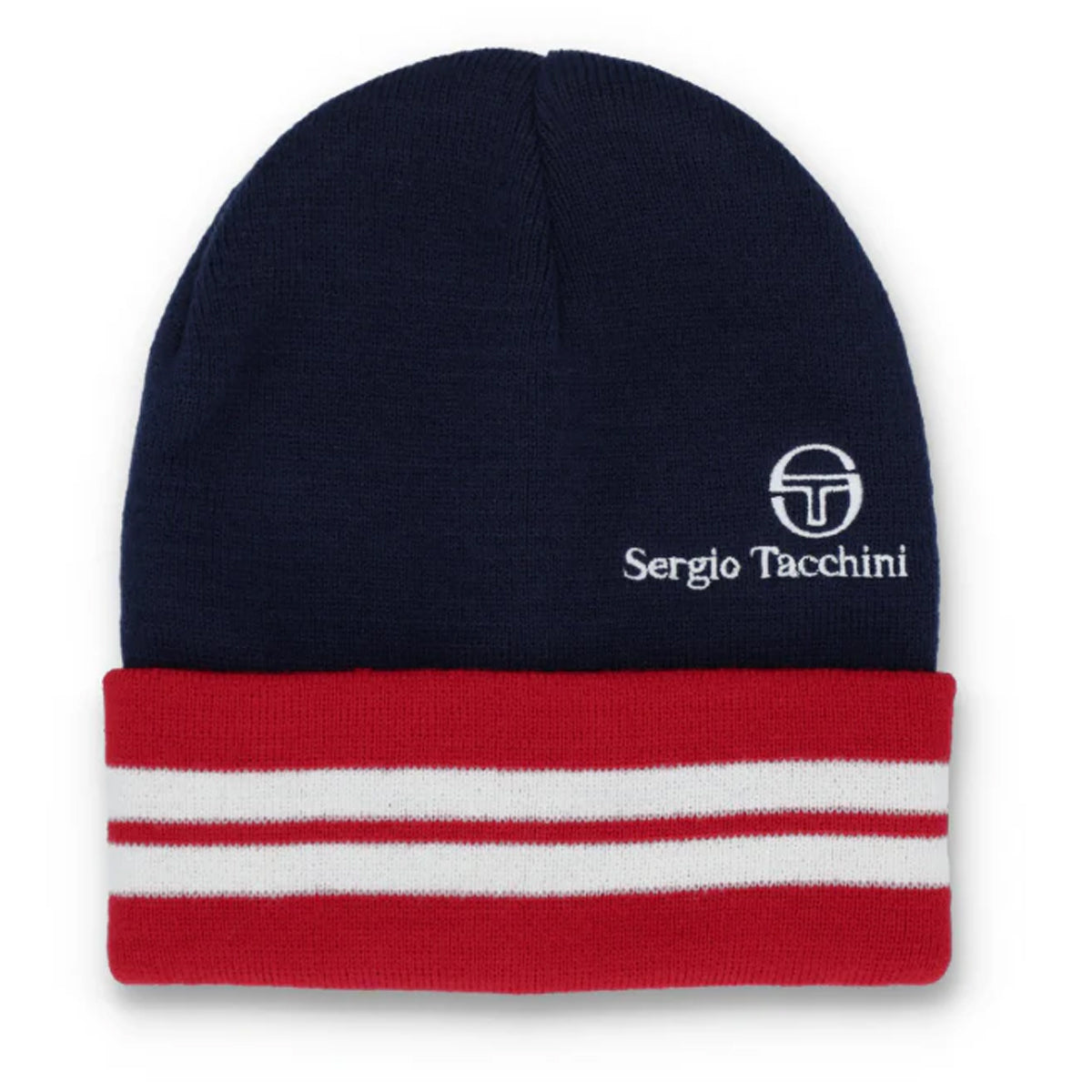 SERGIO TACCHINI SURGIS JACQUARD STRIPED TURN UP BEANIE NAVY