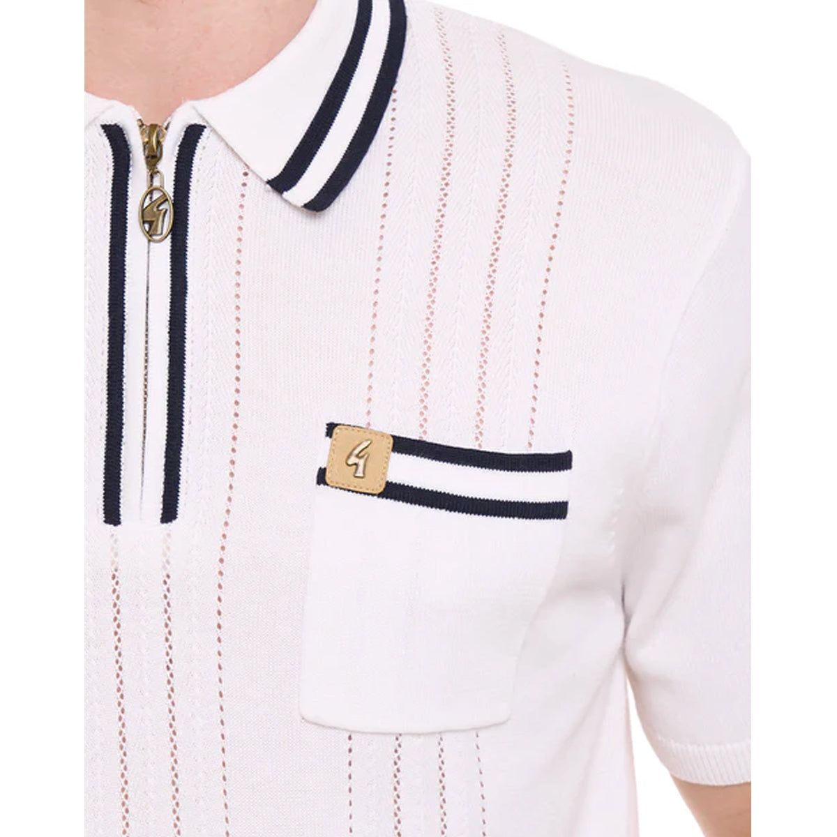 GABICCI JOHNSON WHITE KNIITED ZIP S/S POLO V56GM06