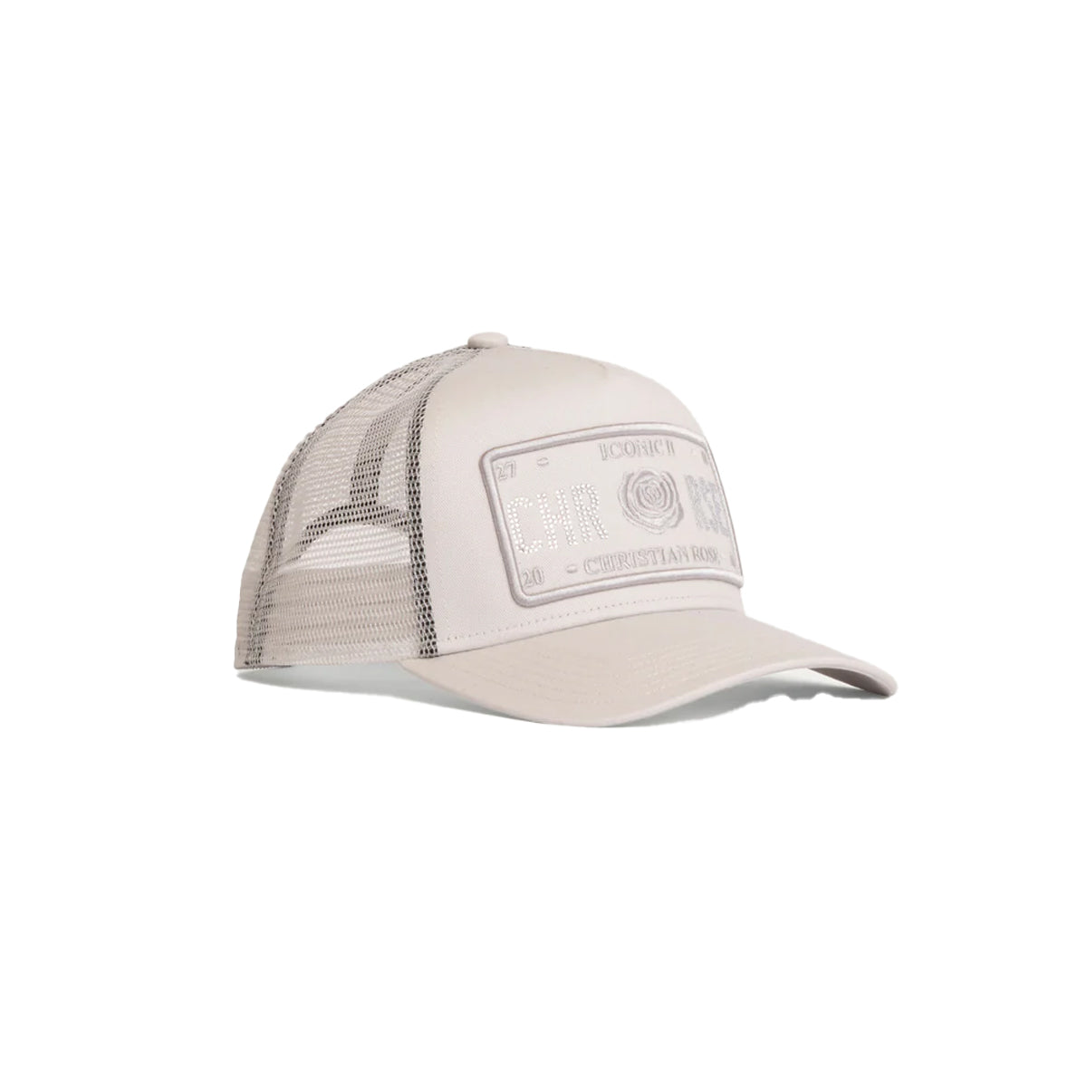 CHRISTIAN ROSE HALF RHINESTONE CAP – ICE GREY