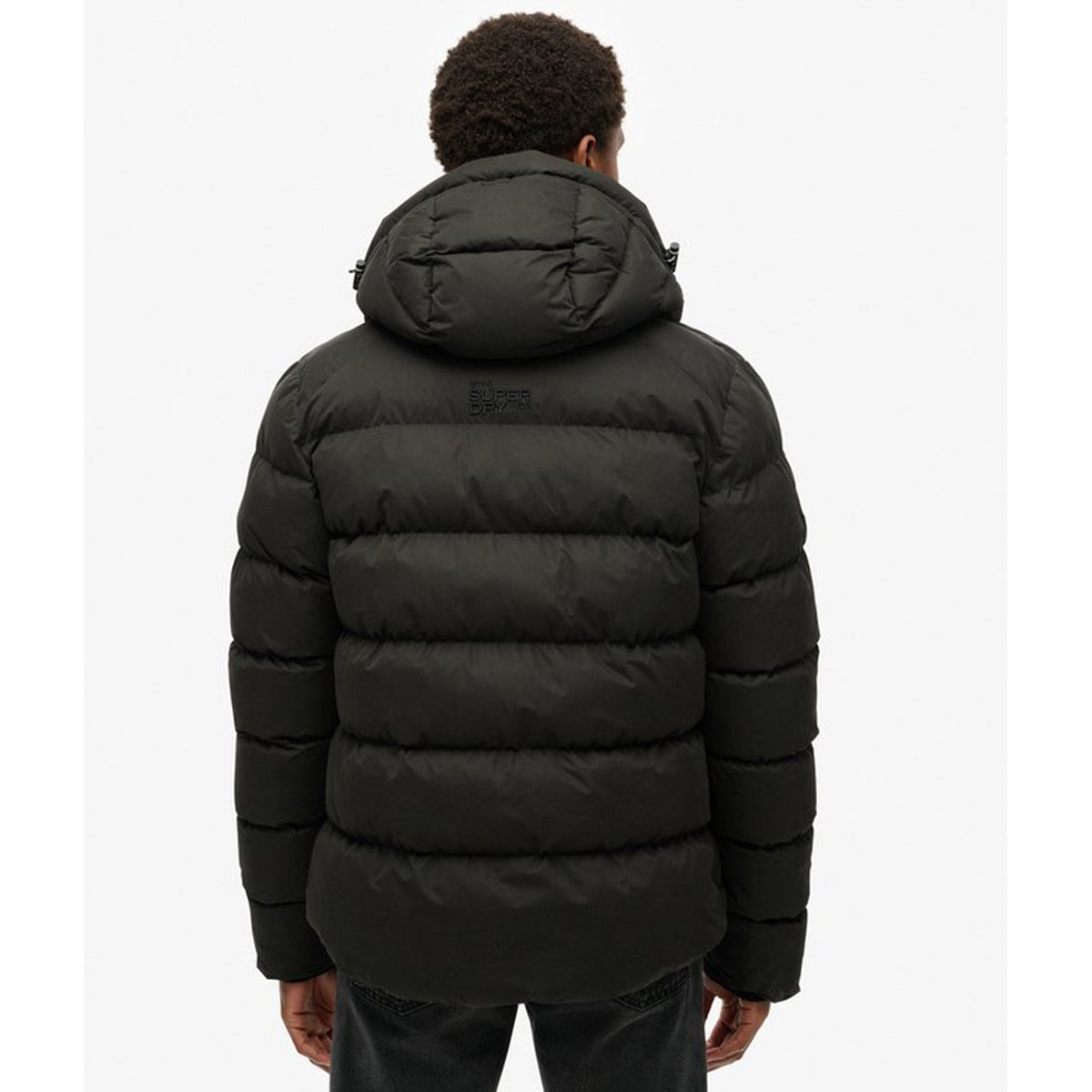 HOODED MICROFIBRE SPORT PUFFER BLACK 02A