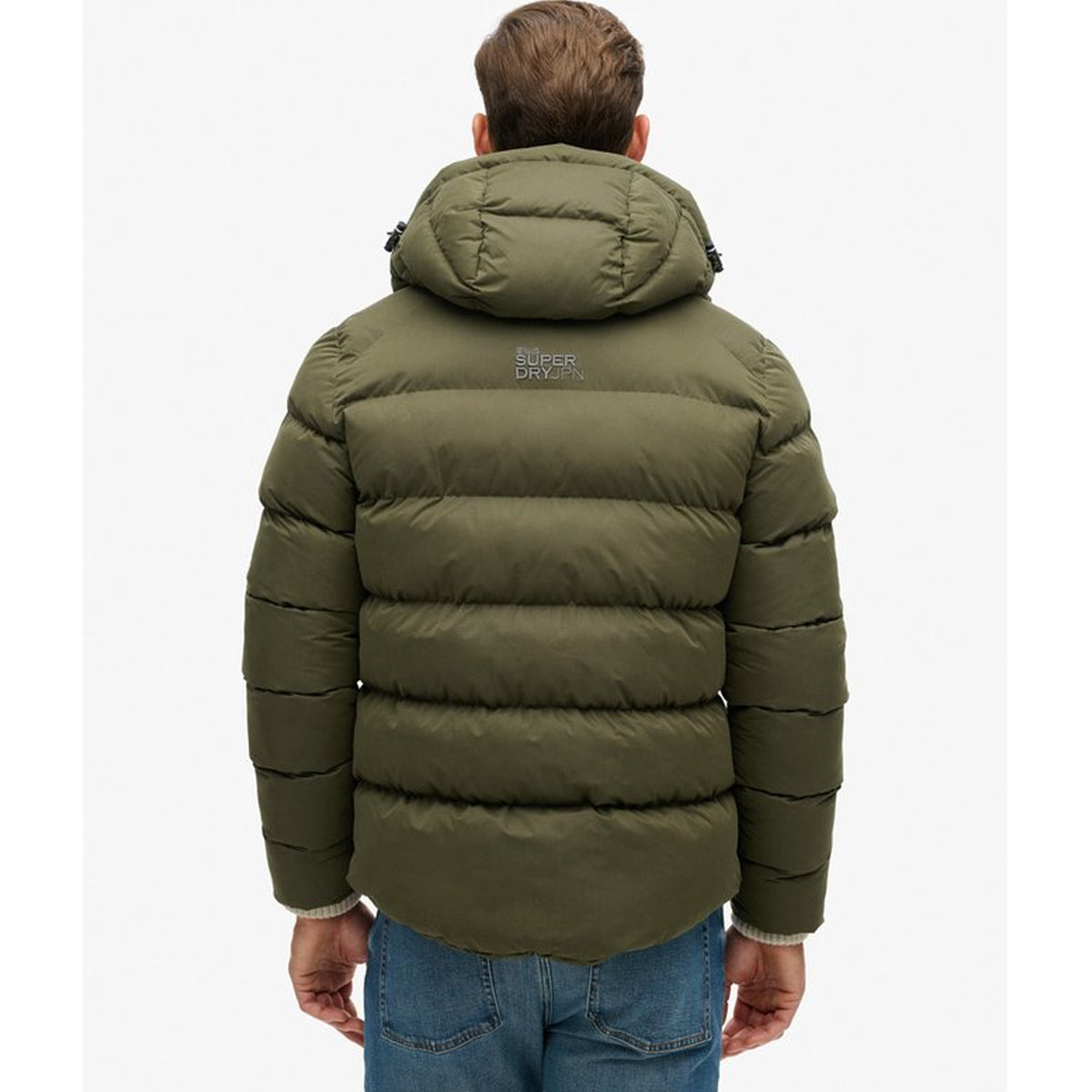 HOODED MICROFIBRE SPORT PUFFER ARMY KHAKI ZC3