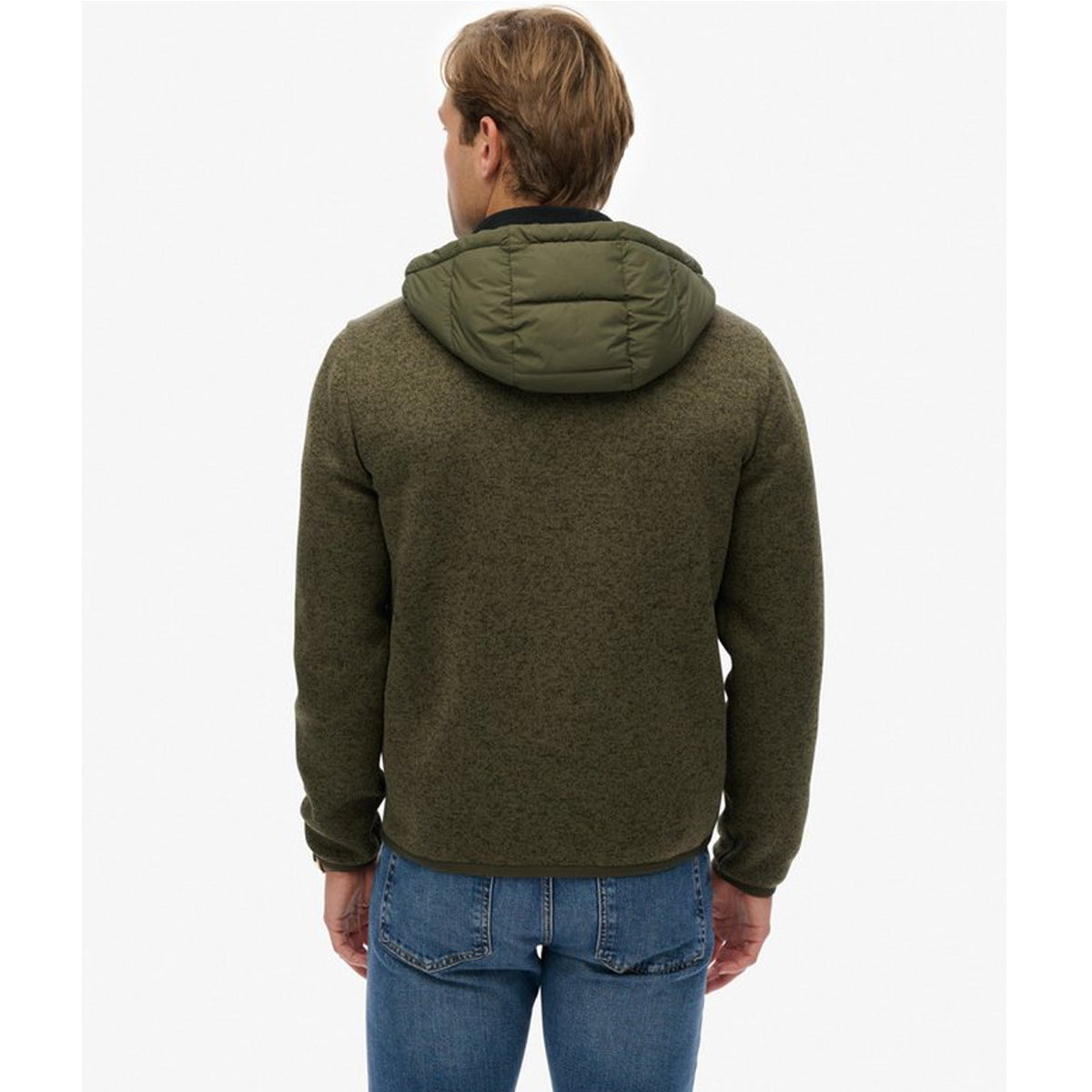 HOODED STORM KNIT HYBRID JACKET KHAKI GREEN B9X