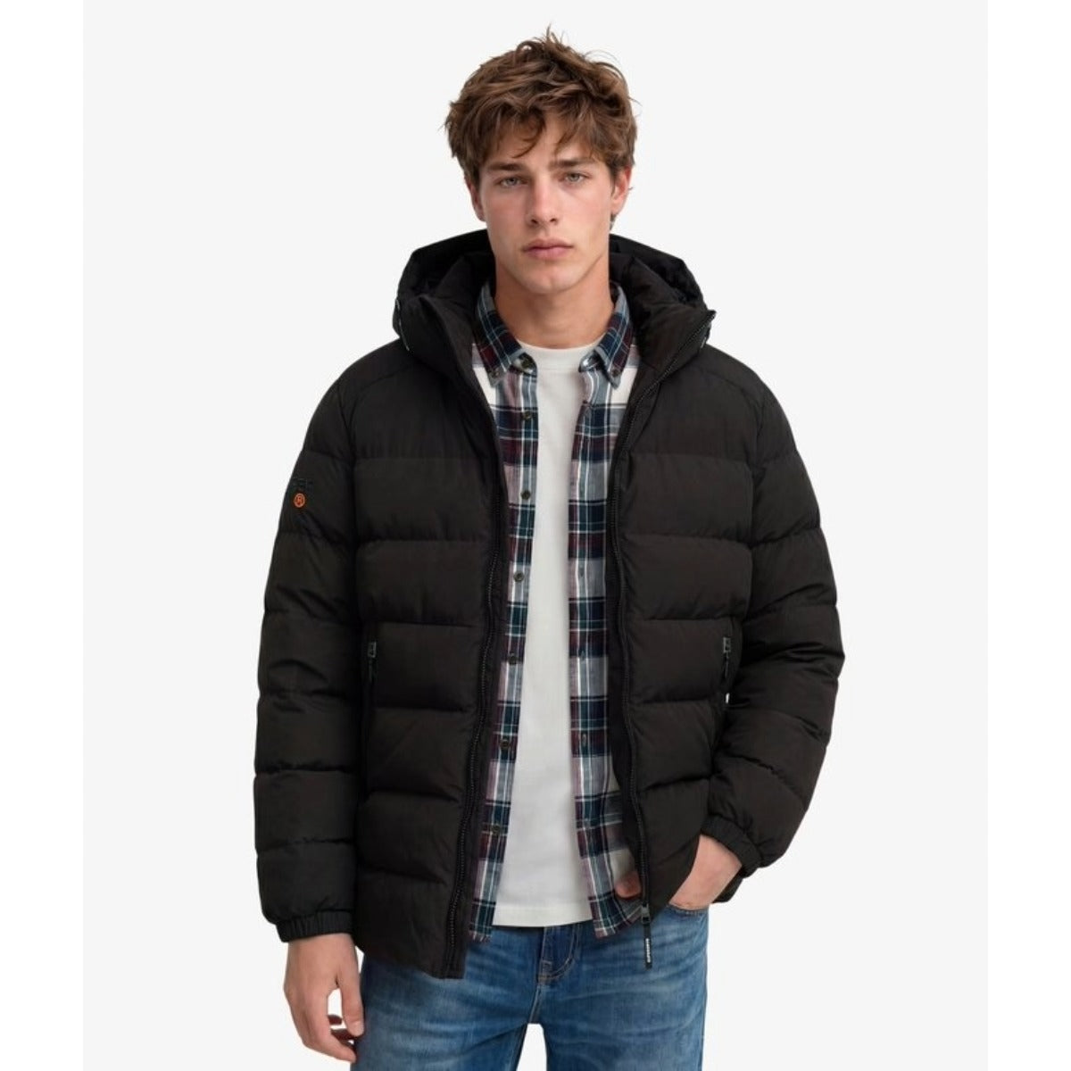 SUPERDRY HOODED SPORTS PUFFER JACKET BLACK 16A